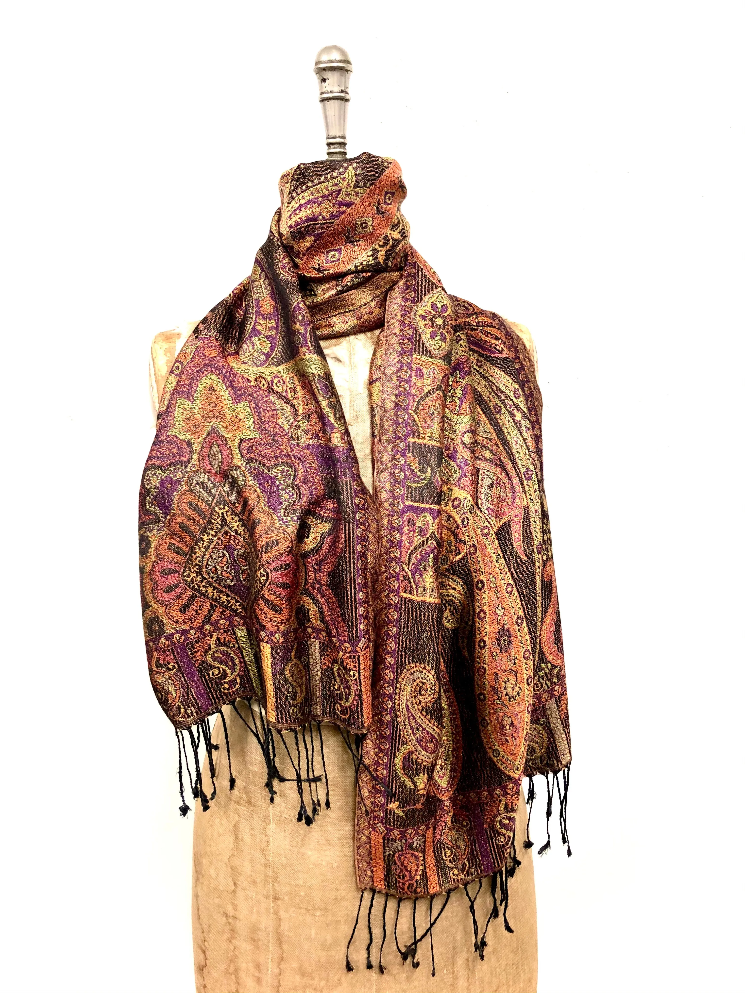 Silk jacquard loom scarf
