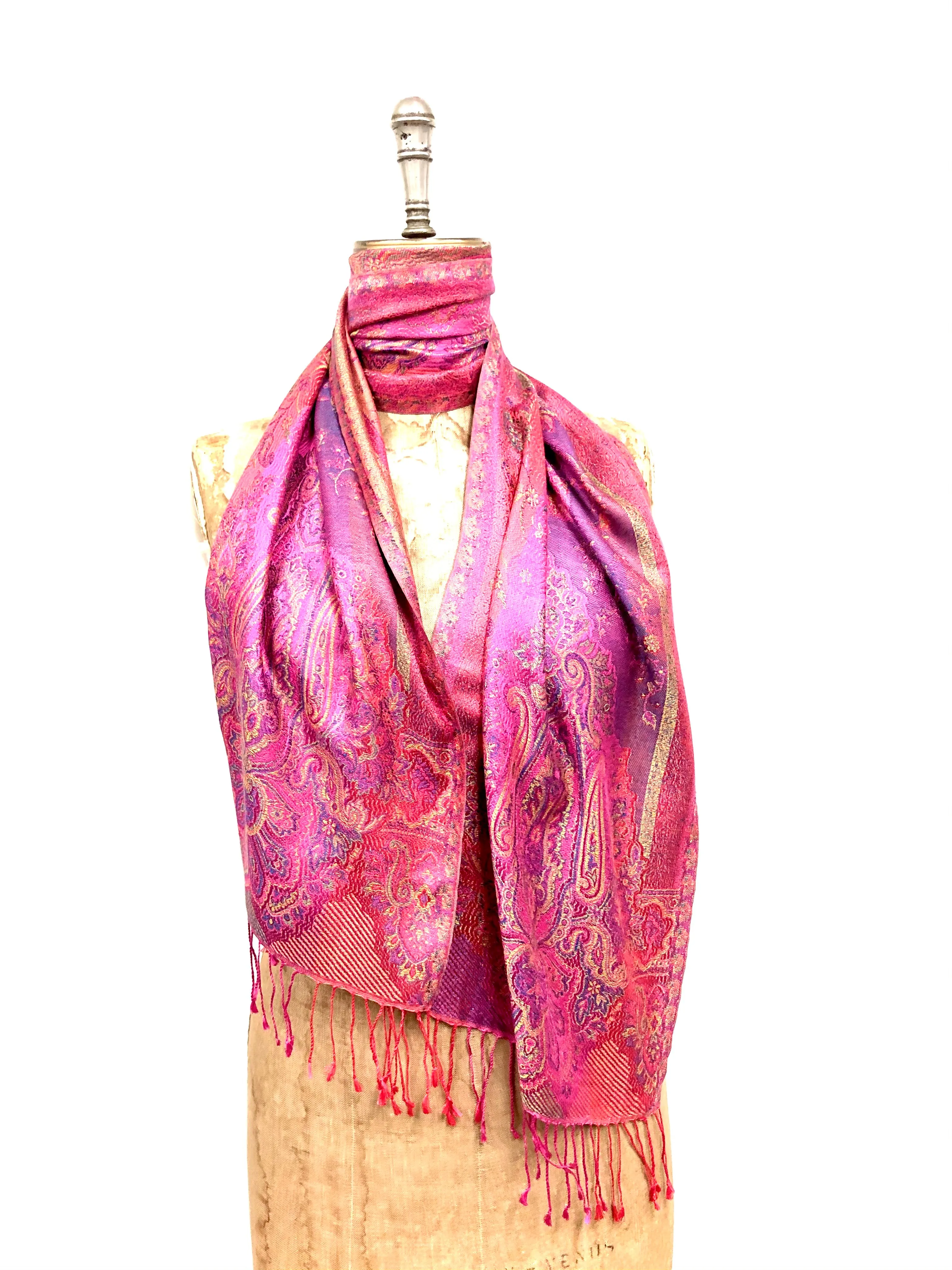 Silk jacquard loom scarf