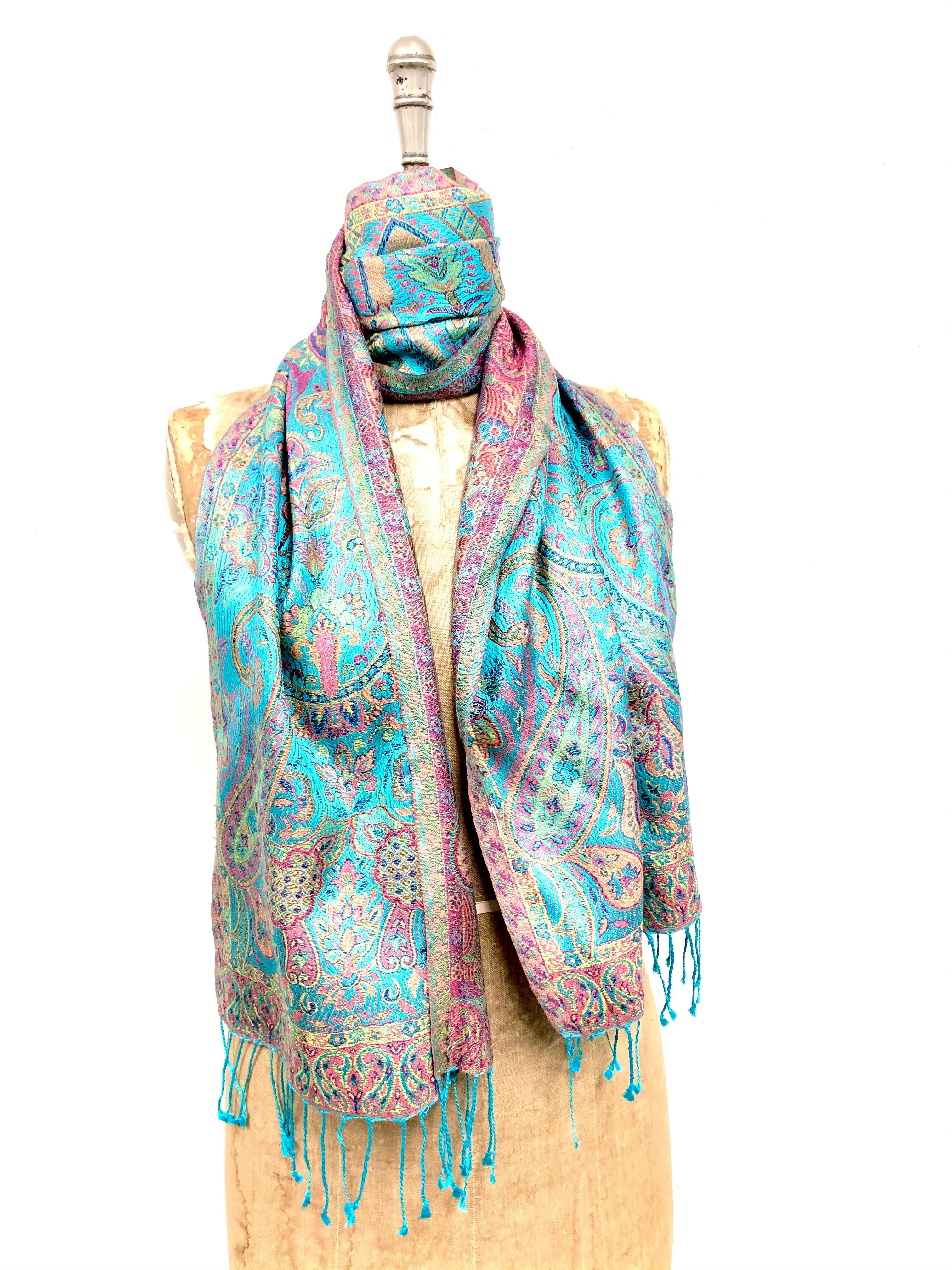 Silk jacquard loom scarf