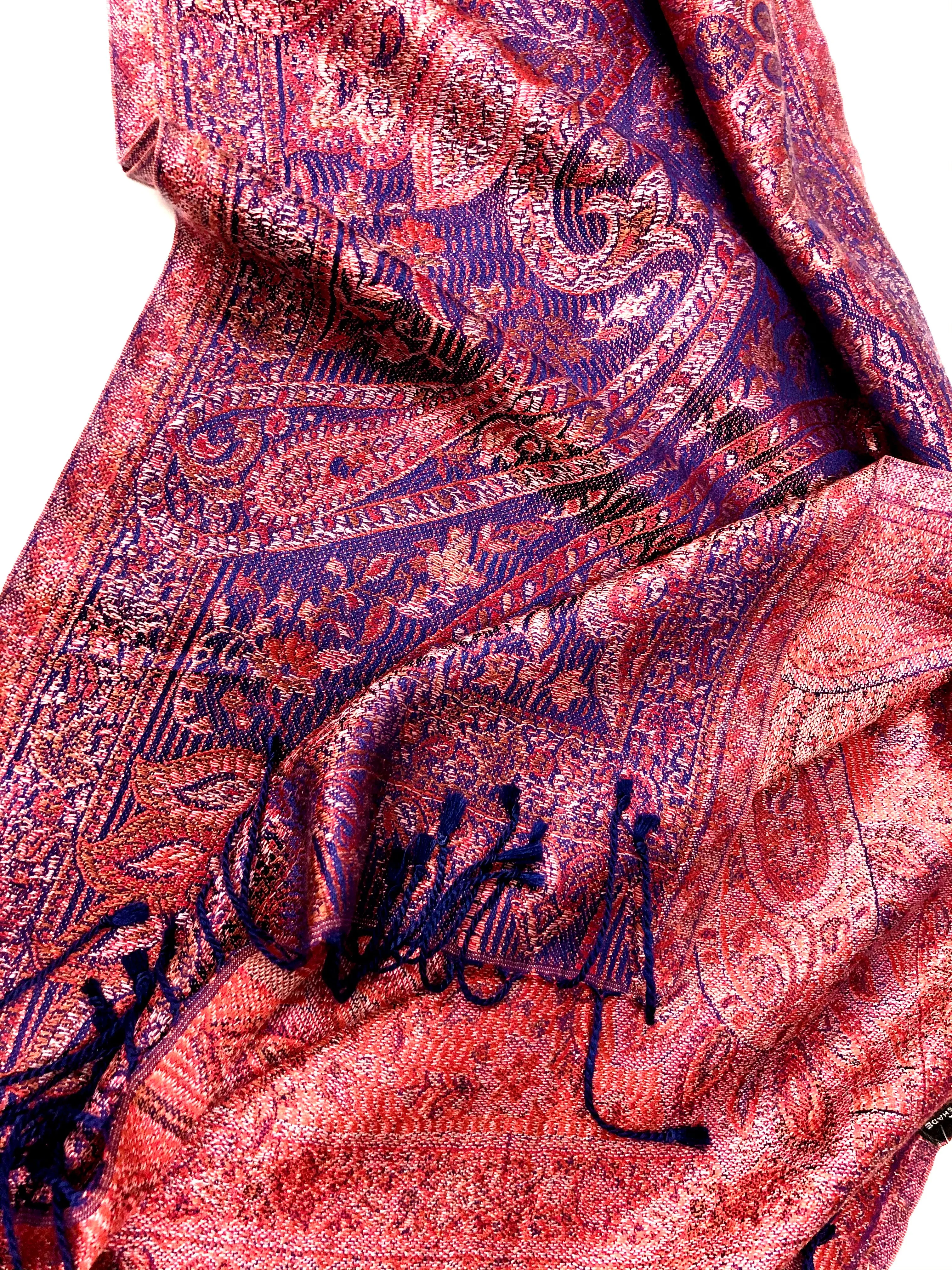 Silk jacquard loom scarf