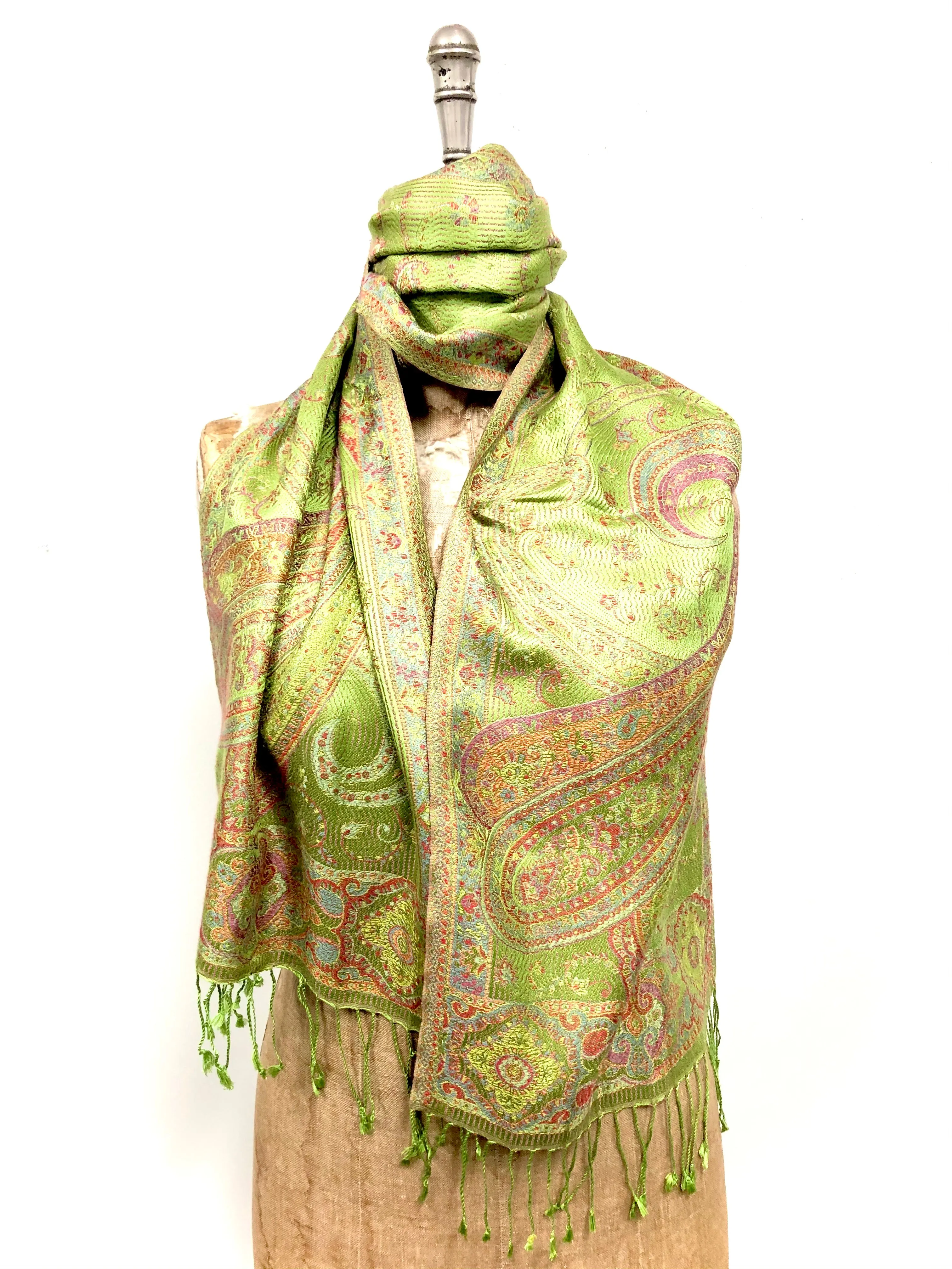 Silk jacquard loom scarf