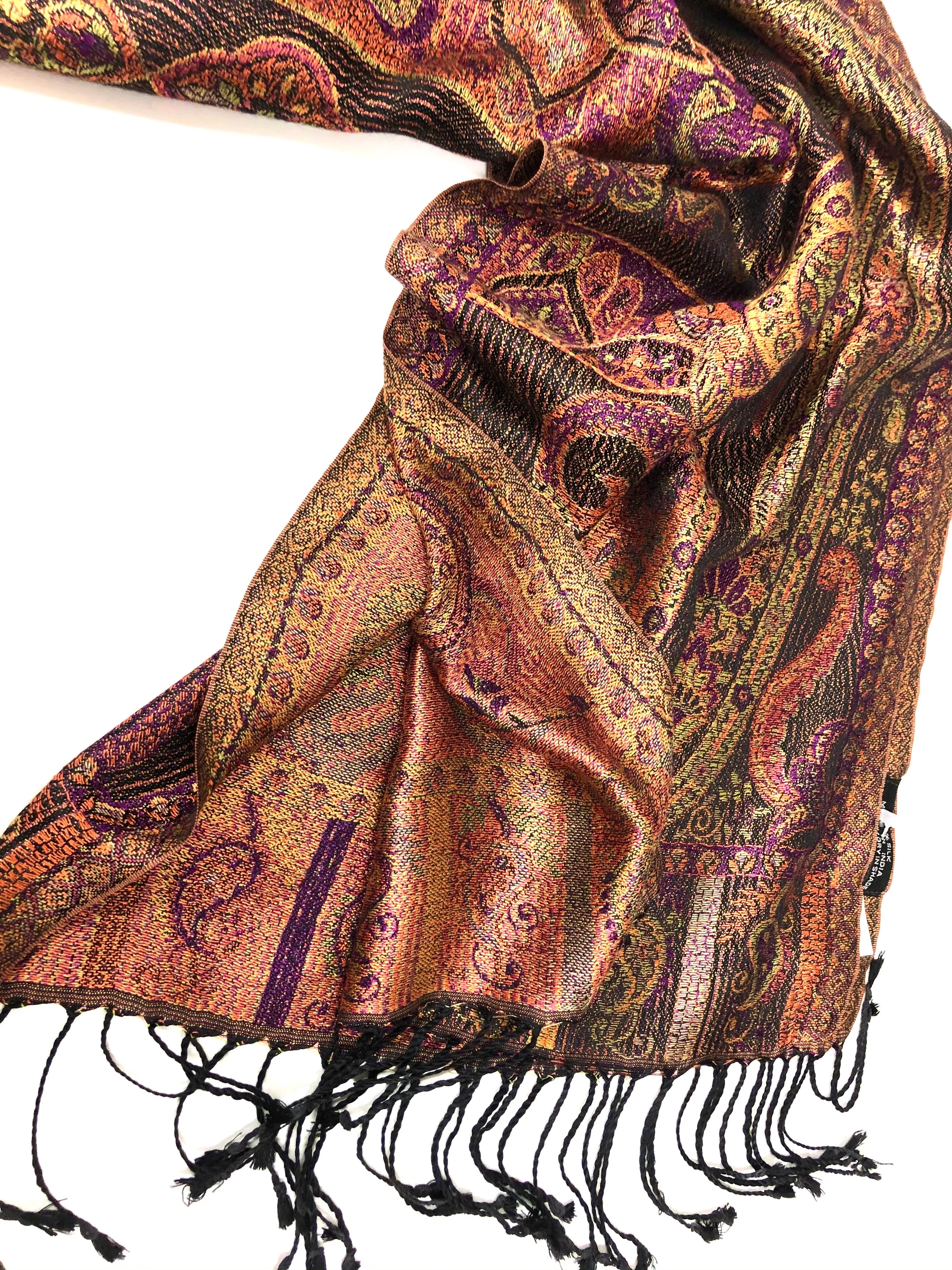 Silk jacquard loom scarf