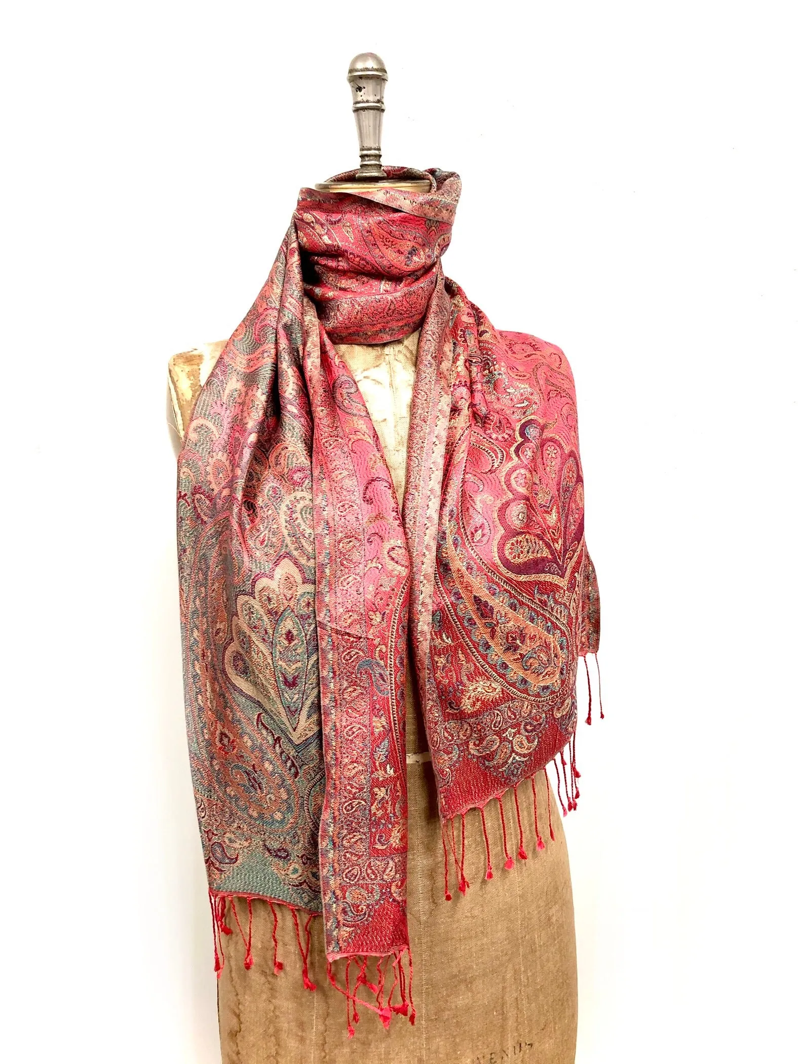 Silk jacquard loom scarf