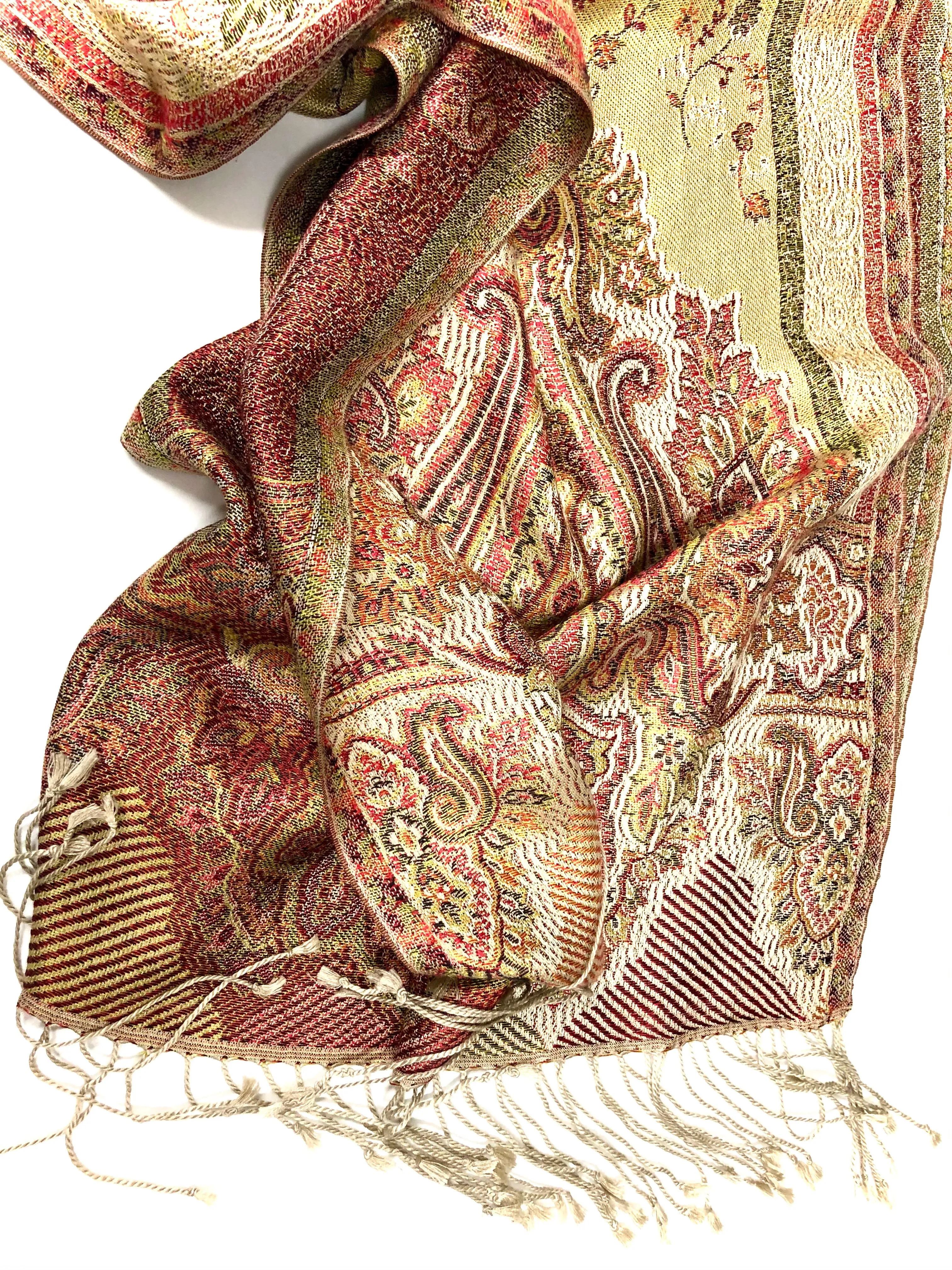 Silk jacquard loom scarf