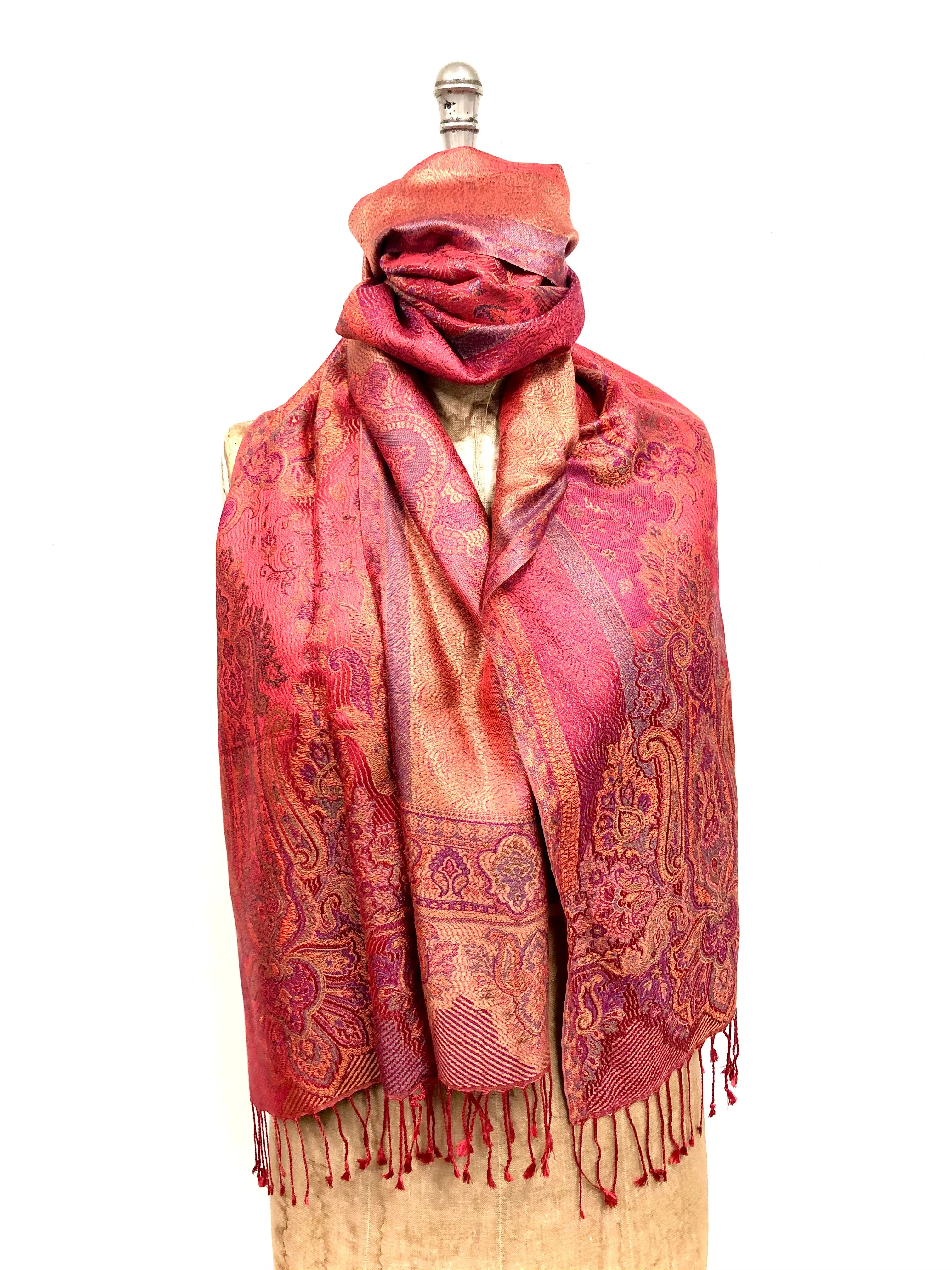 Silk jacquard loomed shawl