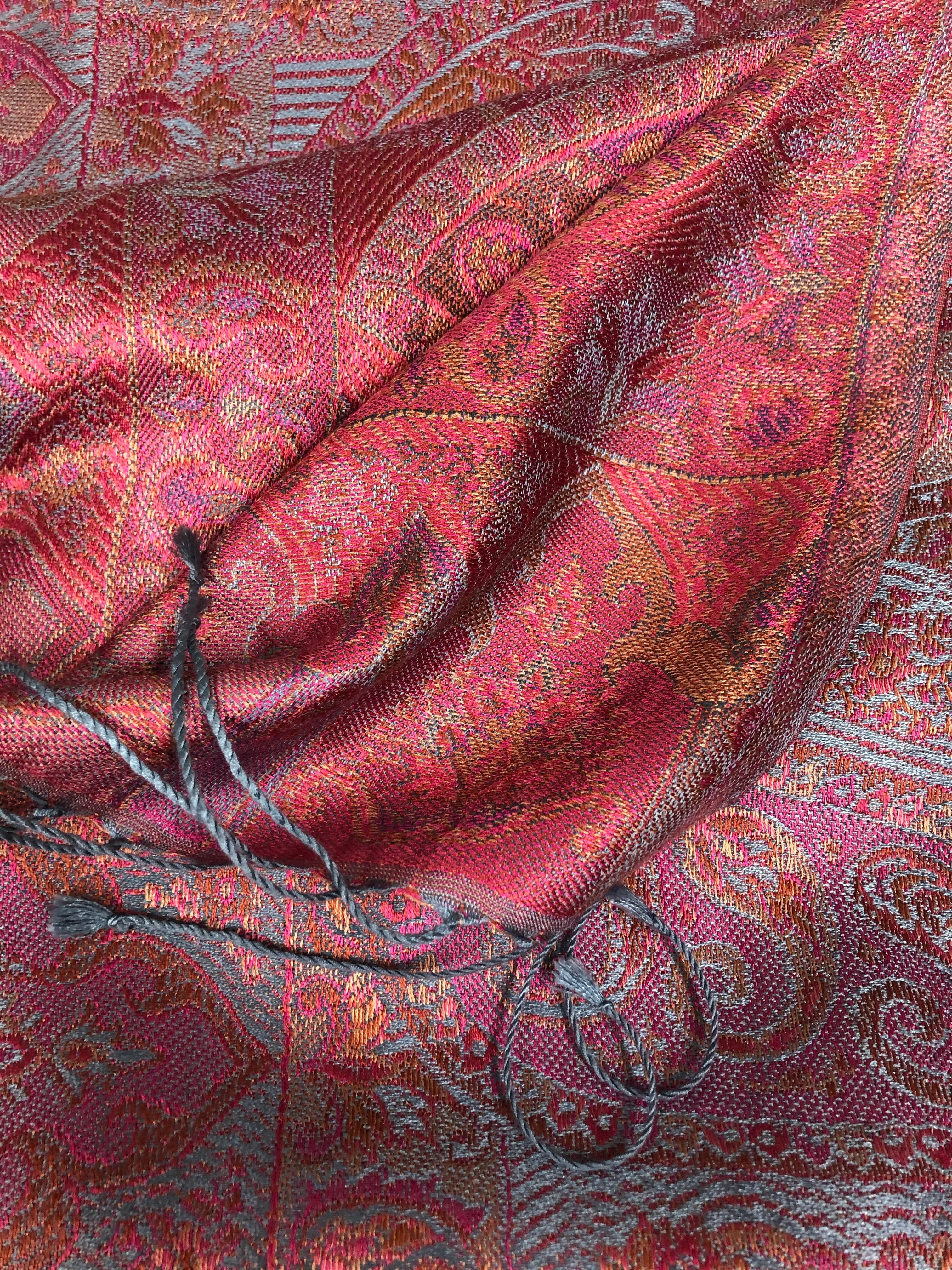 Silk jacquard loomed shawl