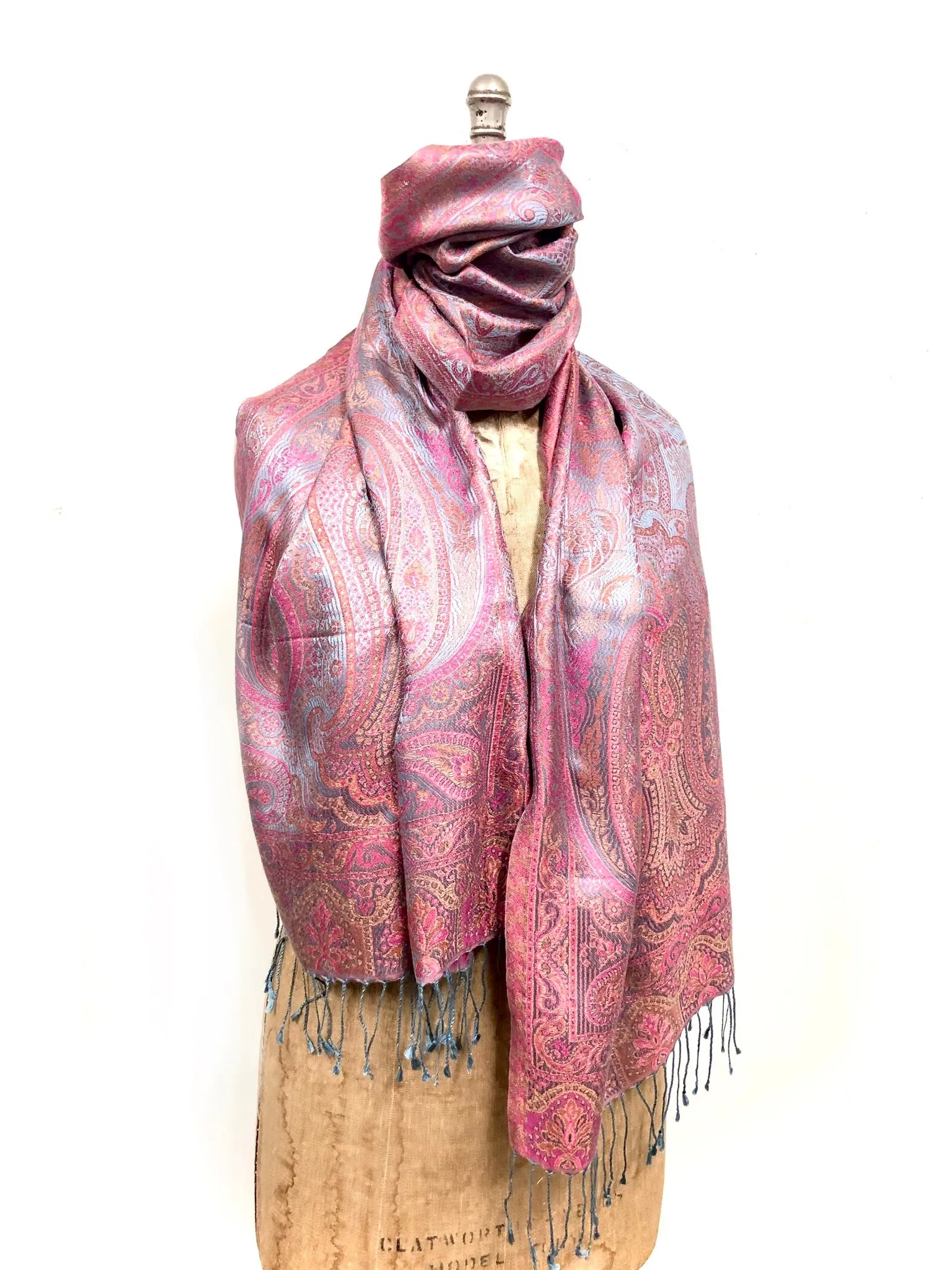 Silk jacquard loomed shawl