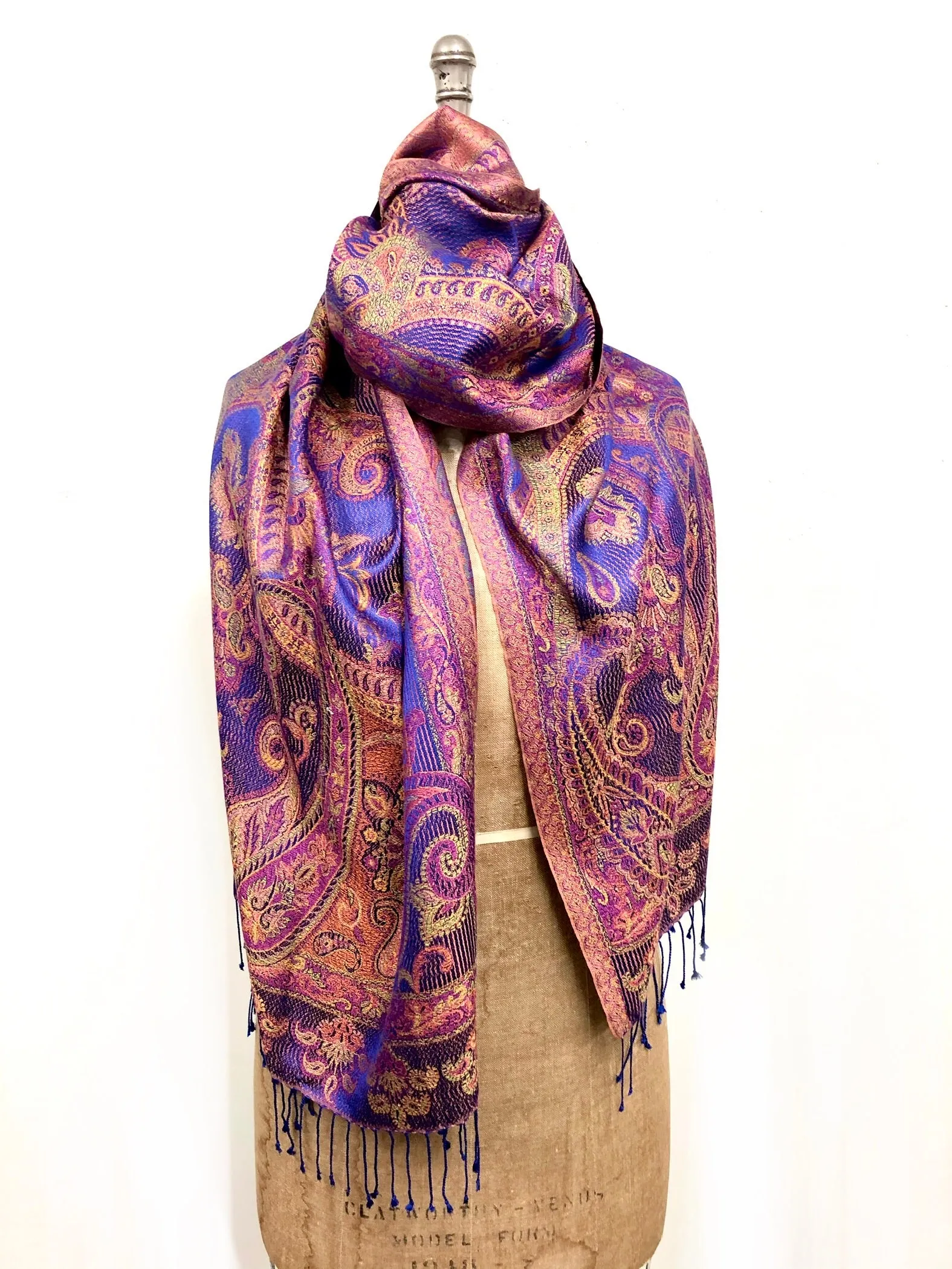 Silk jacquard loomed shawl