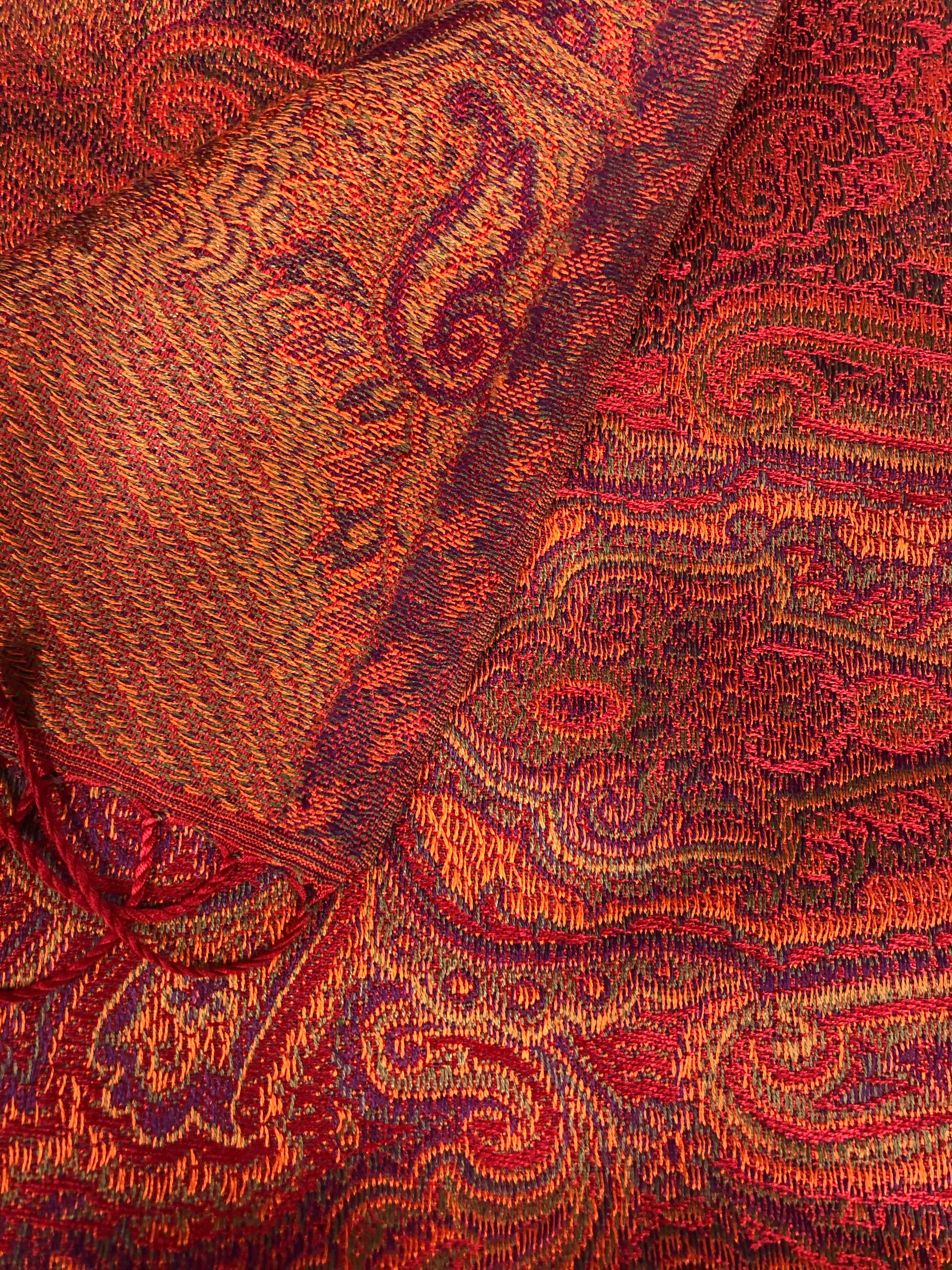 Silk jacquard loomed shawl