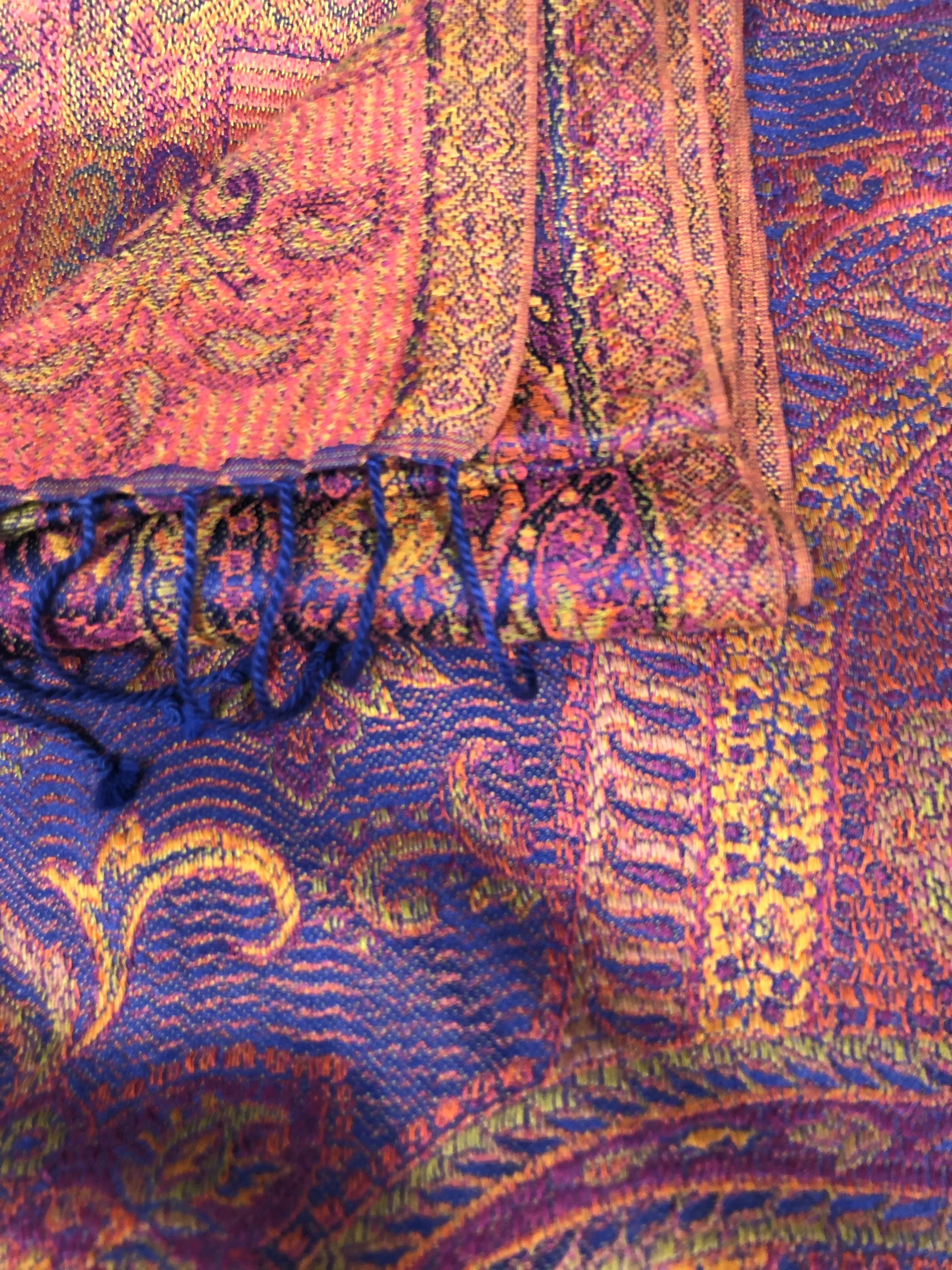 Silk jacquard loomed shawl