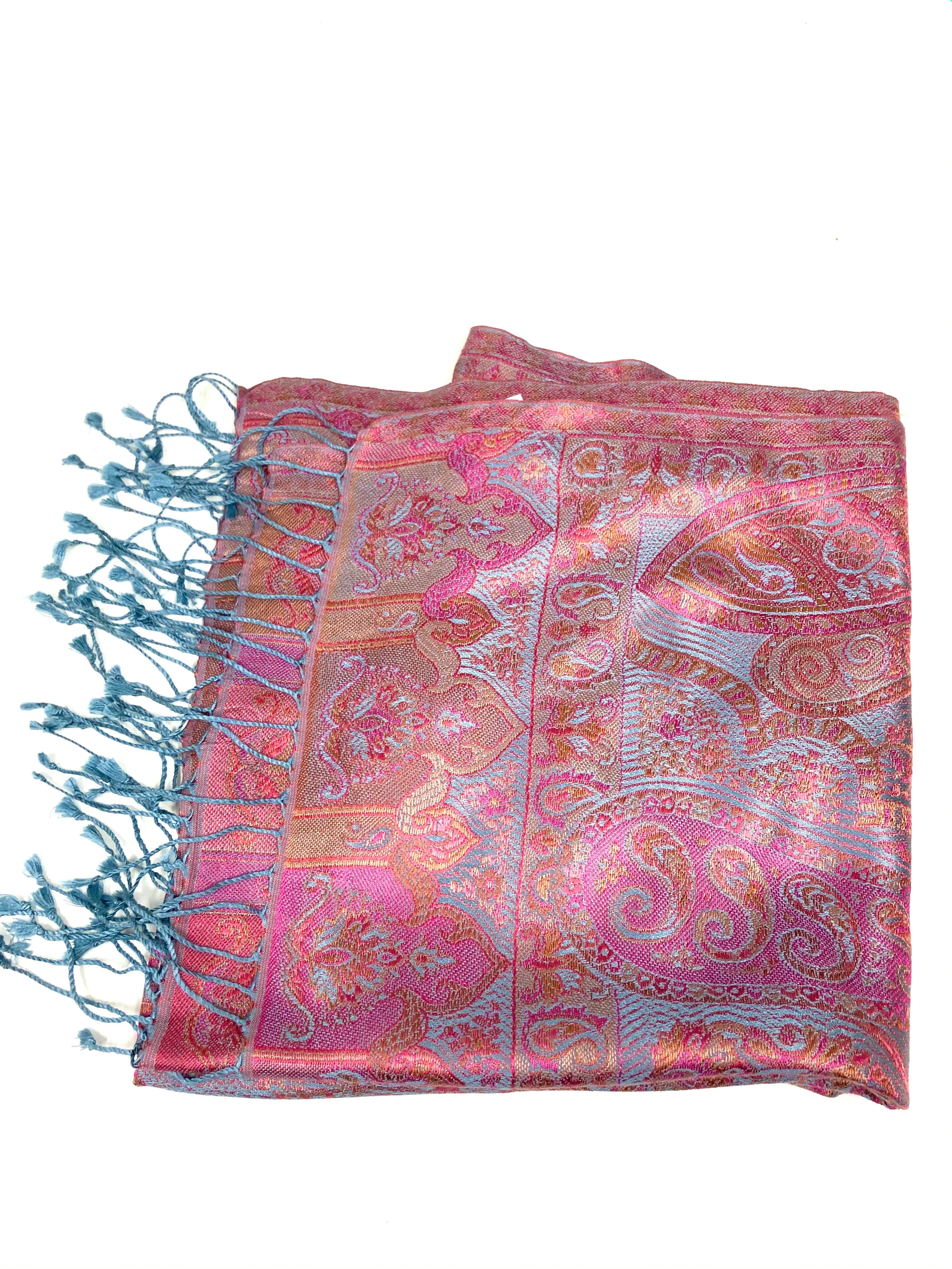 Silk jacquard loomed shawl