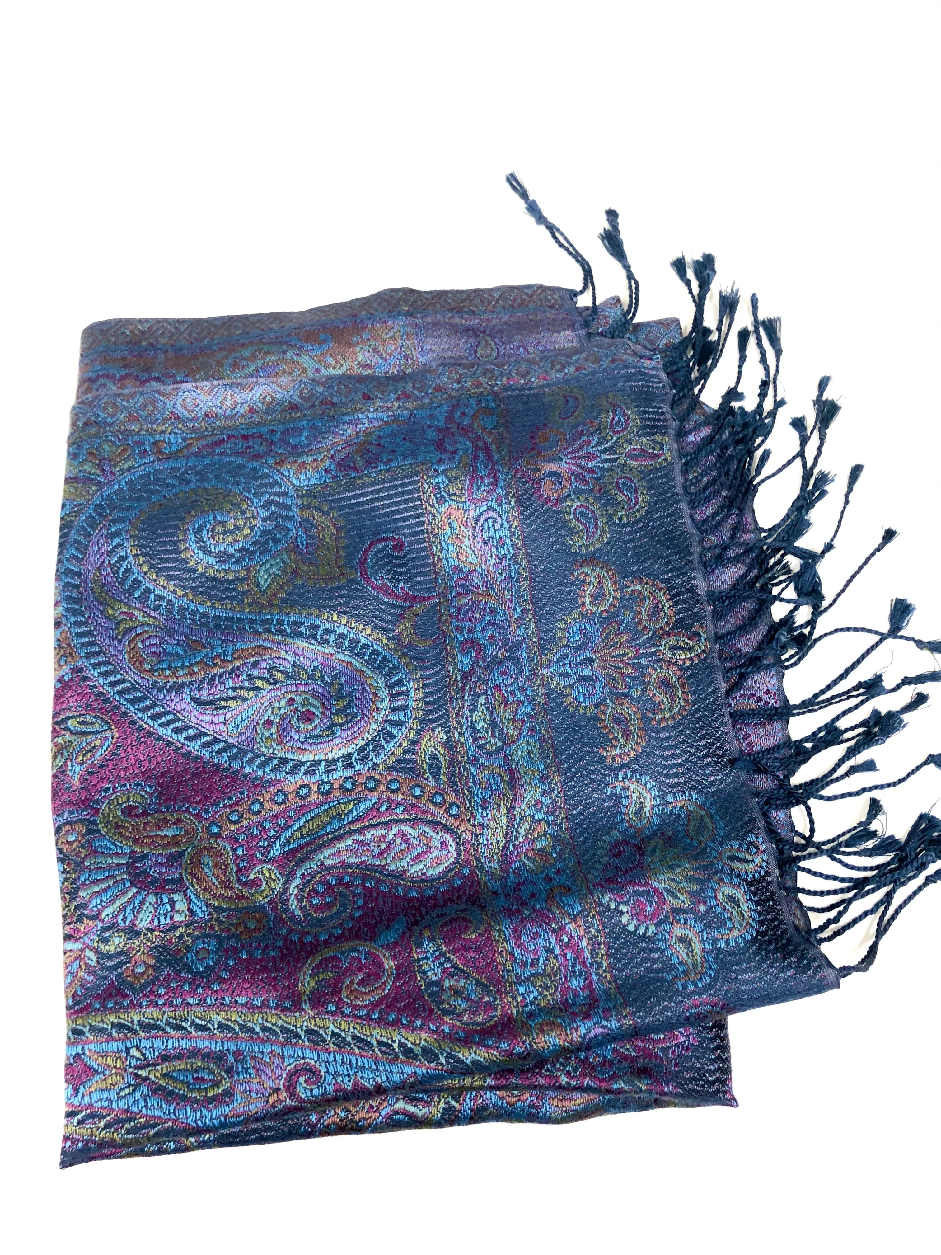 Silk jacquard loomed shawl