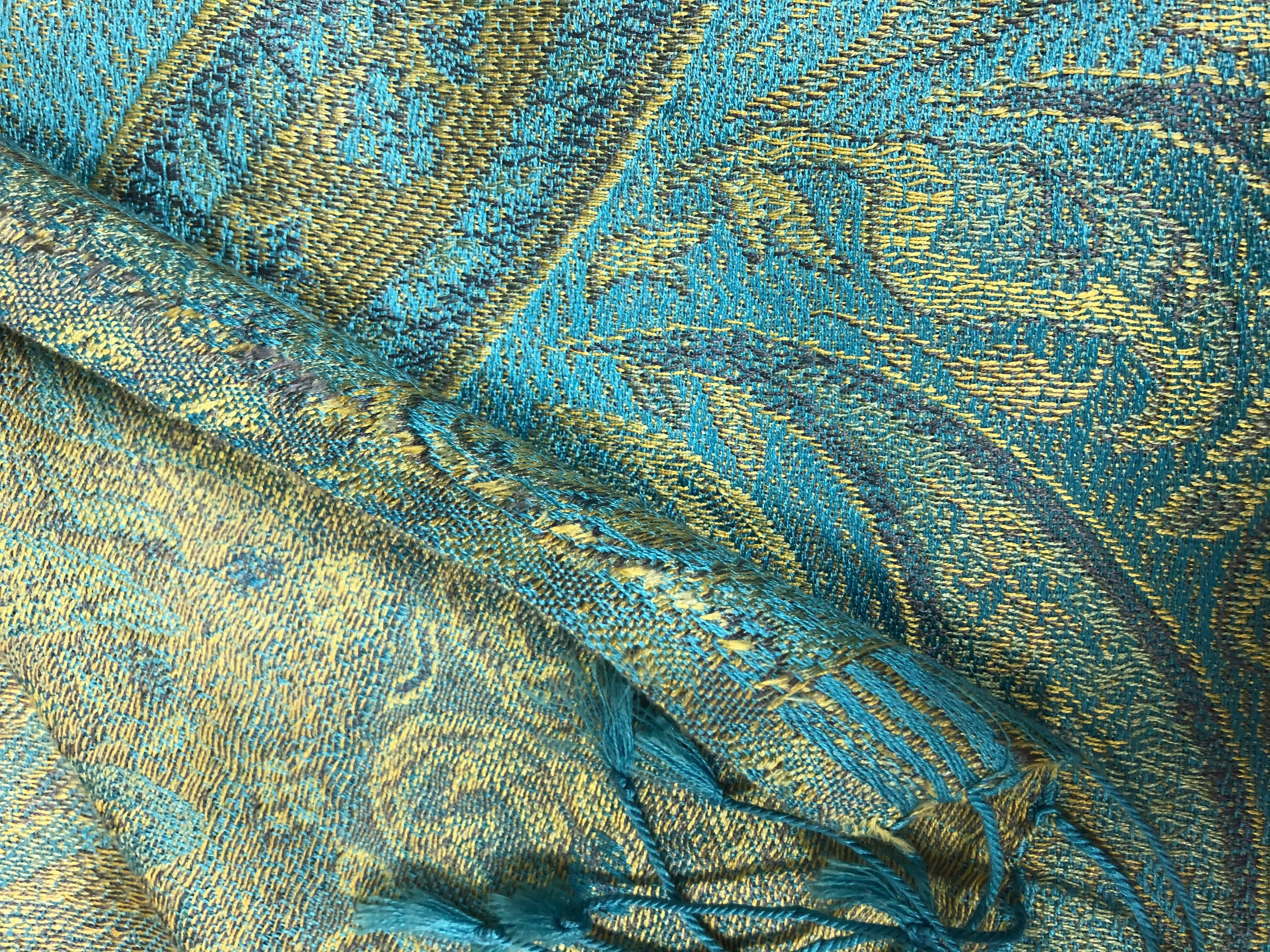 Silk jacquard loomed shawl