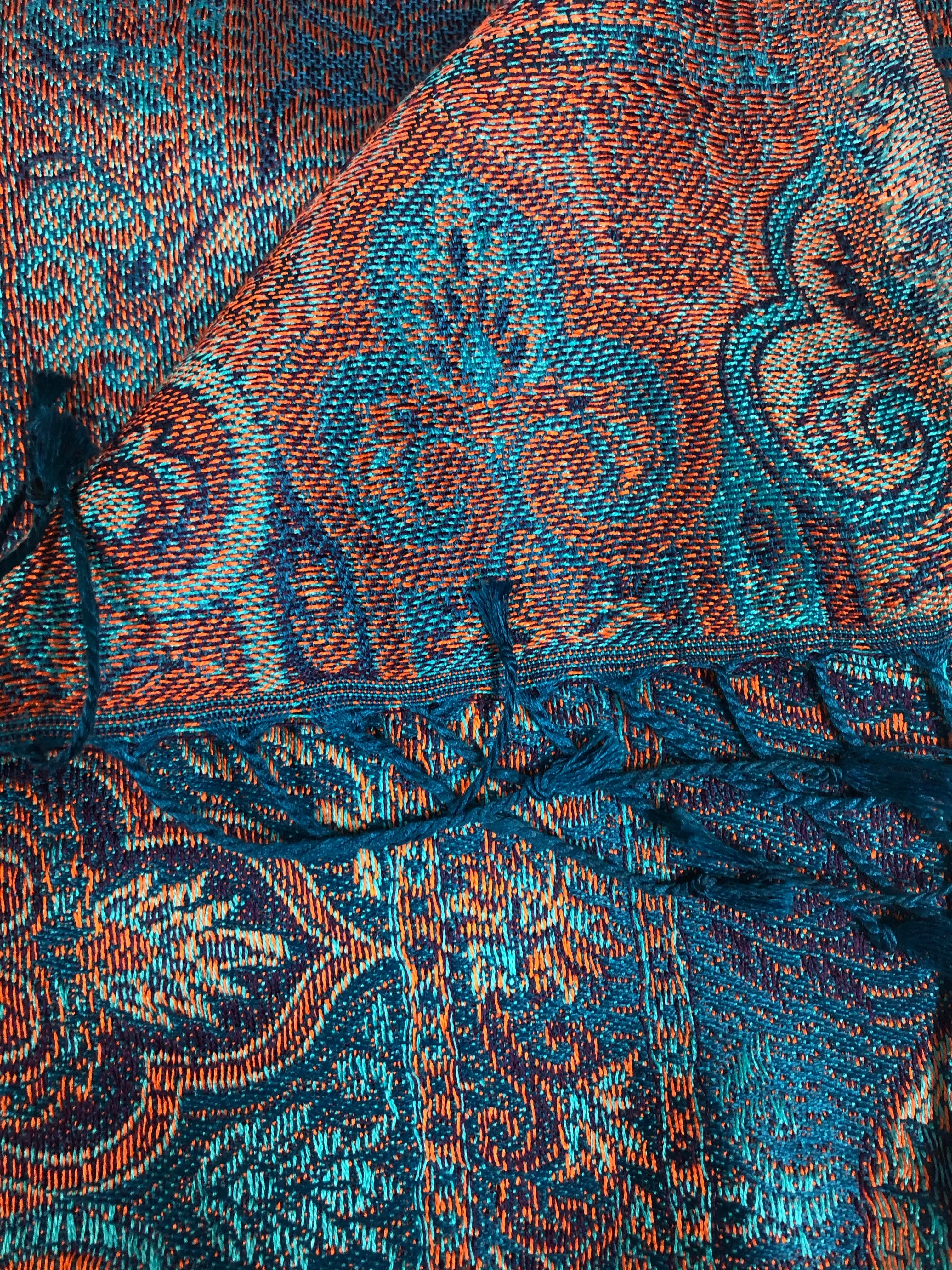 Silk jacquard loomed shawl