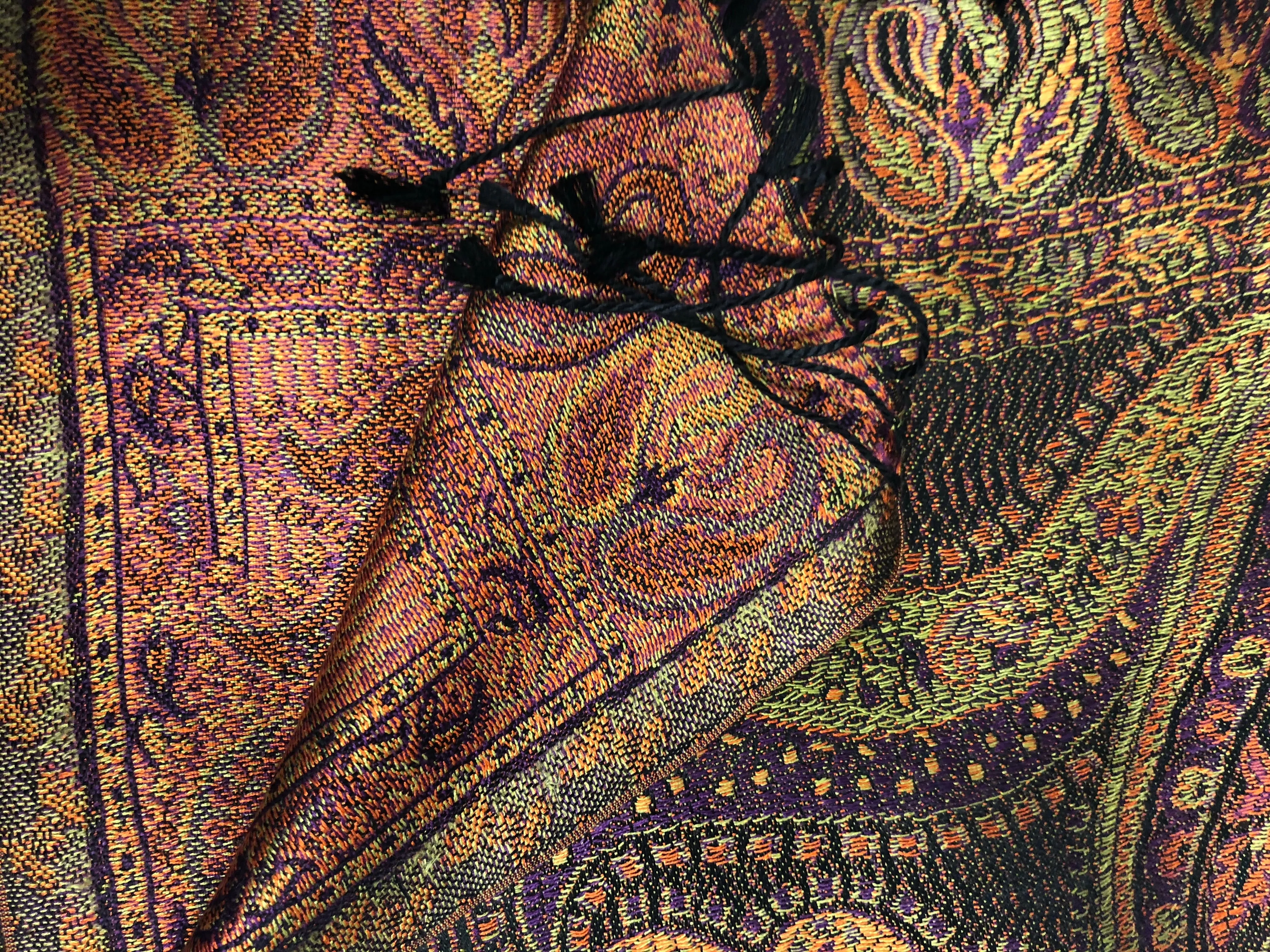 Silk jacquard loomed shawl