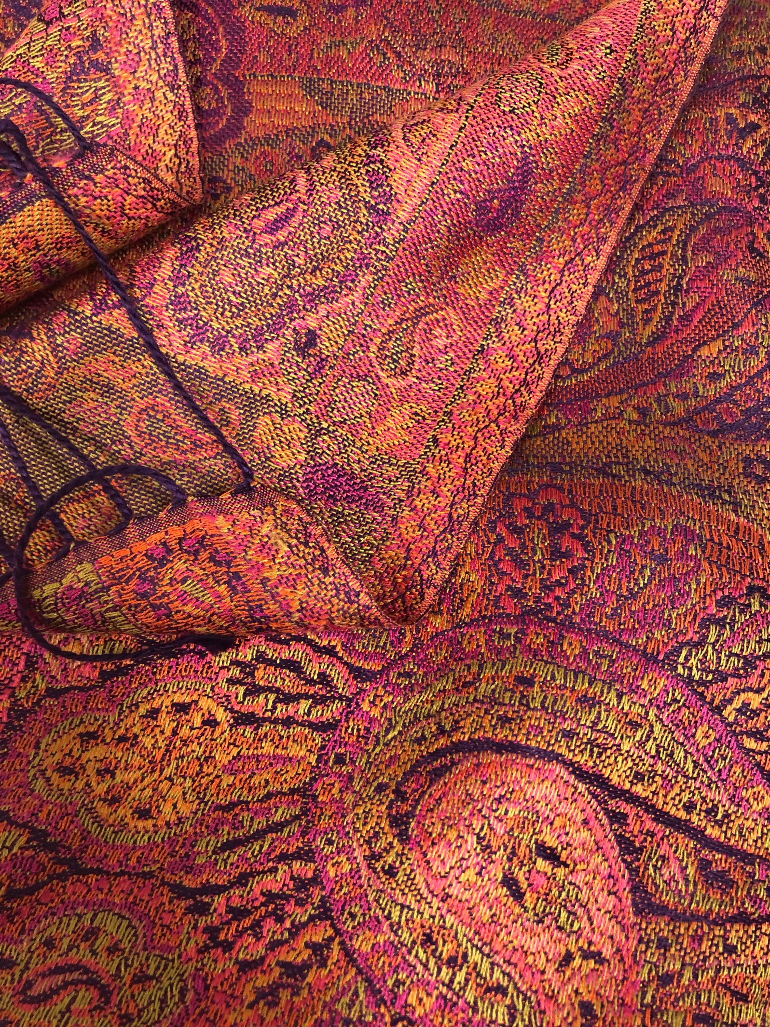 Silk jacquard loomed shawl