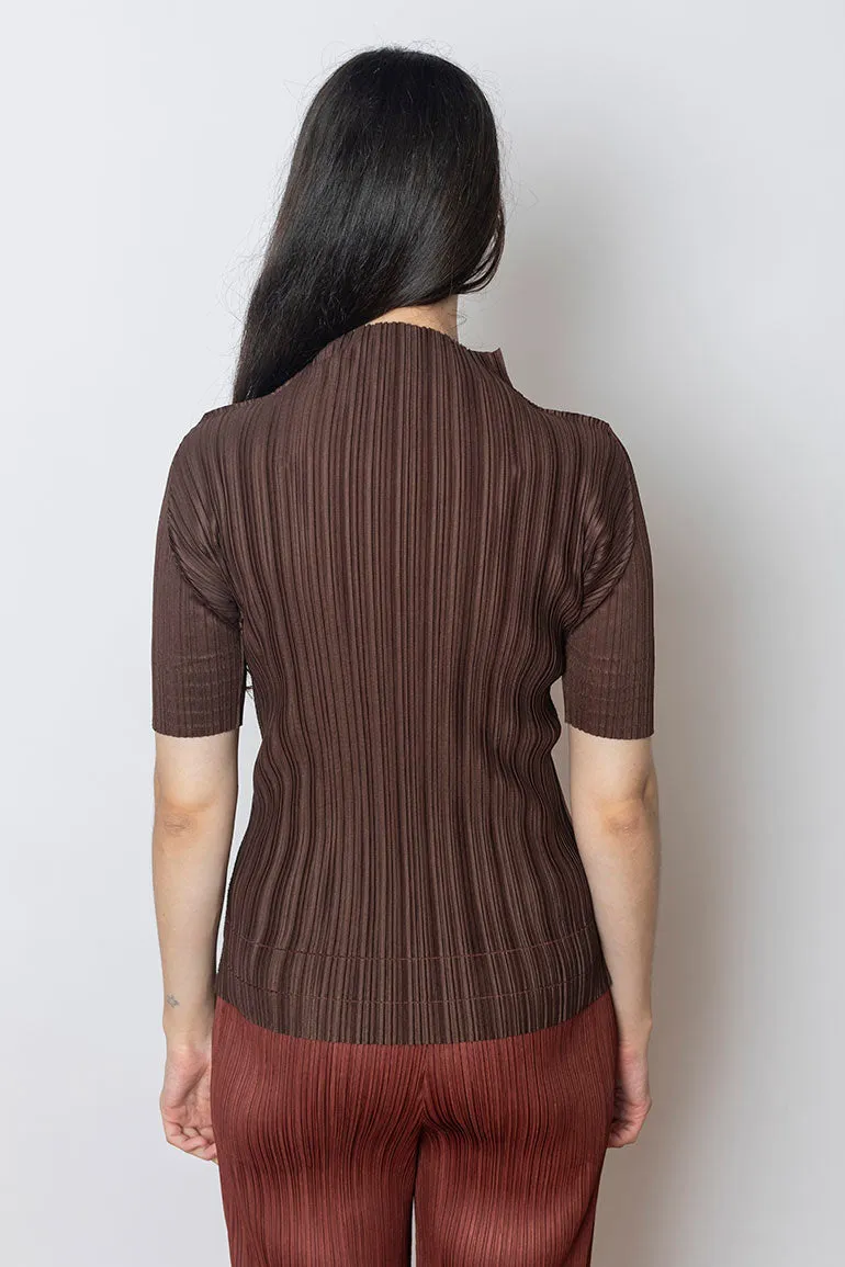 Soft Pleats Top - Dark Brown