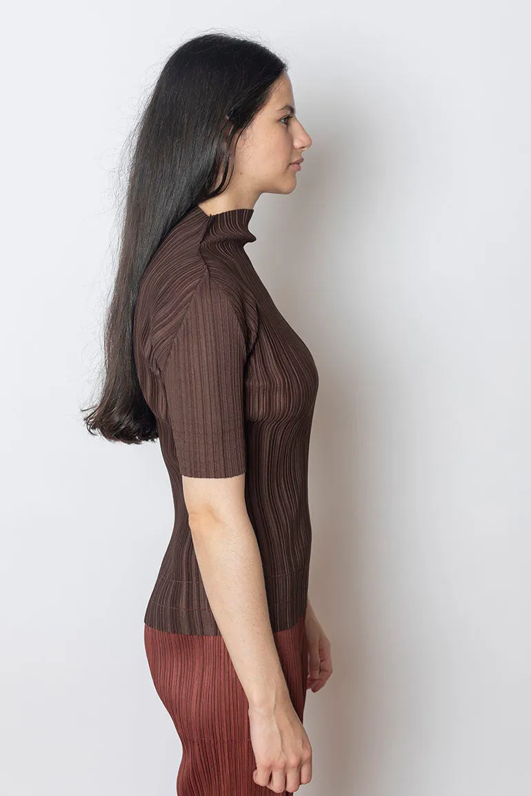 Soft Pleats Top - Dark Brown