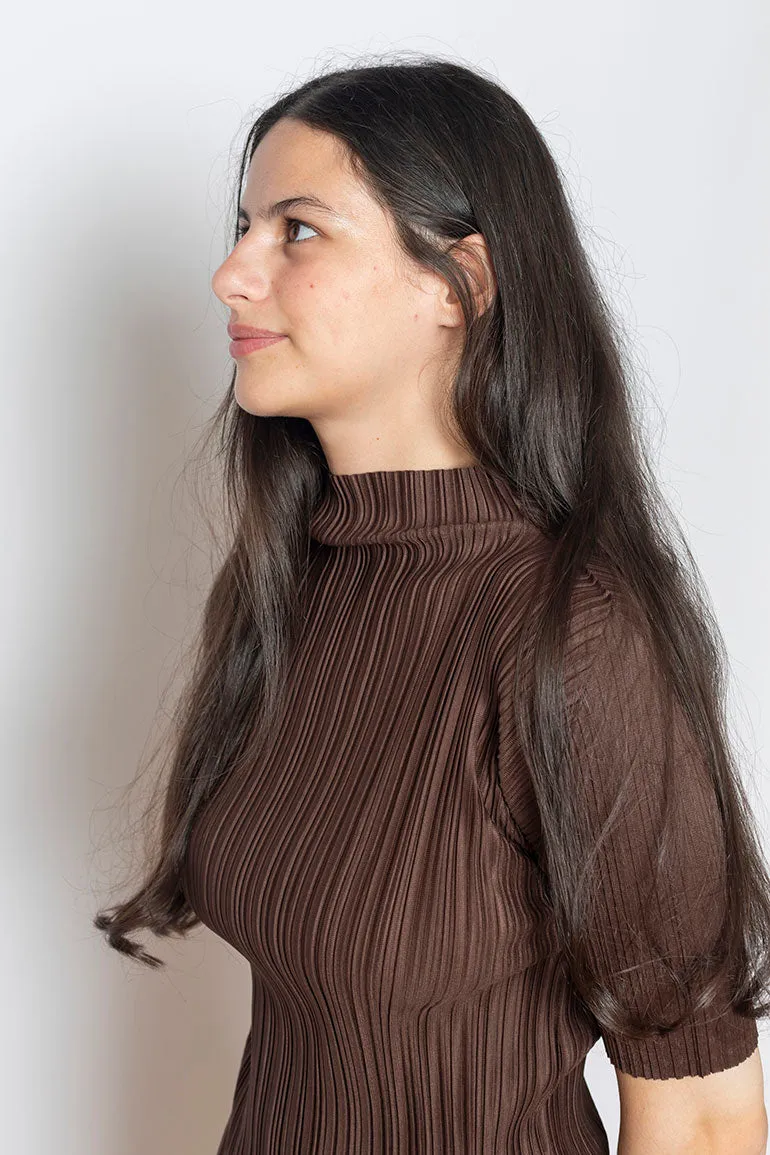 Soft Pleats Top - Dark Brown