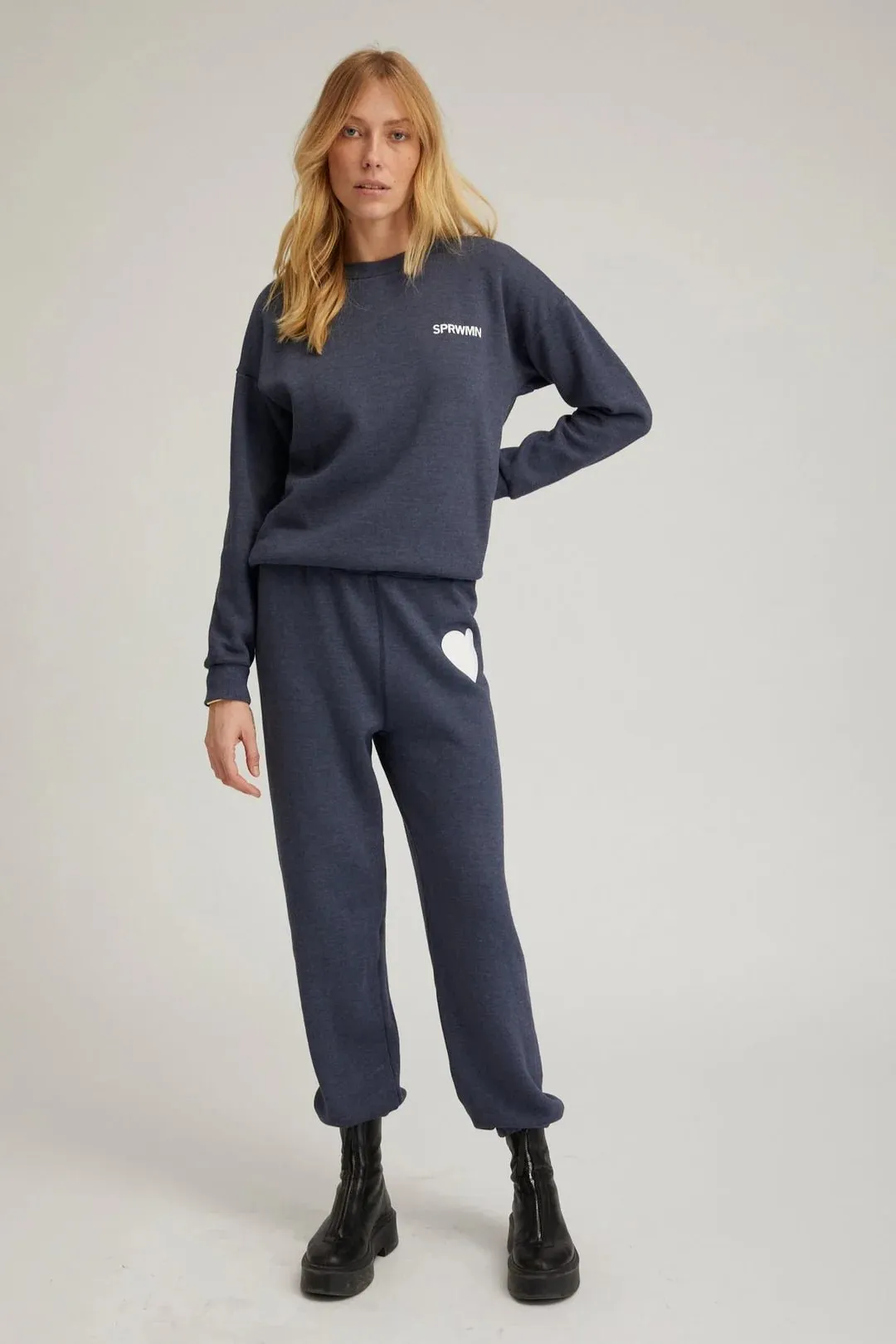 SPRWMN - Navy Heart Sweatpants