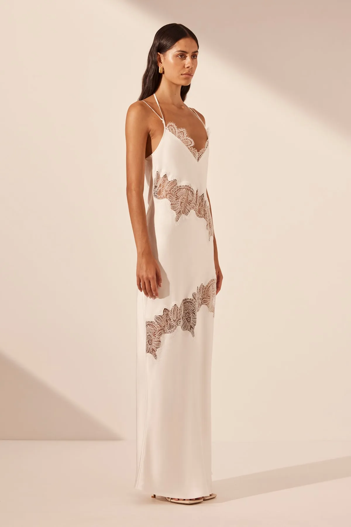 STRATUS LACE PANELLED MAXI DRESS - IVORY