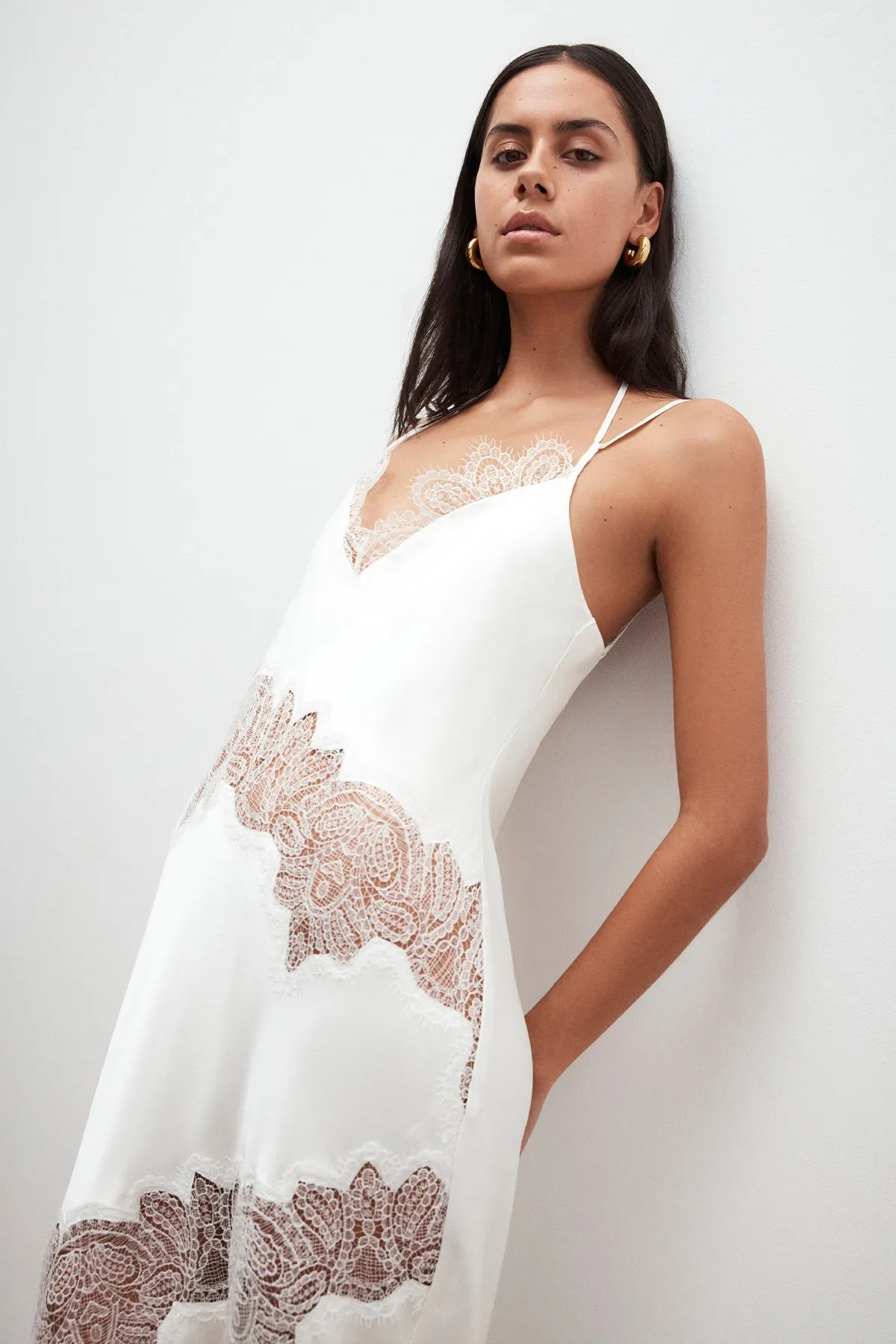 STRATUS LACE PANELLED MAXI DRESS - IVORY