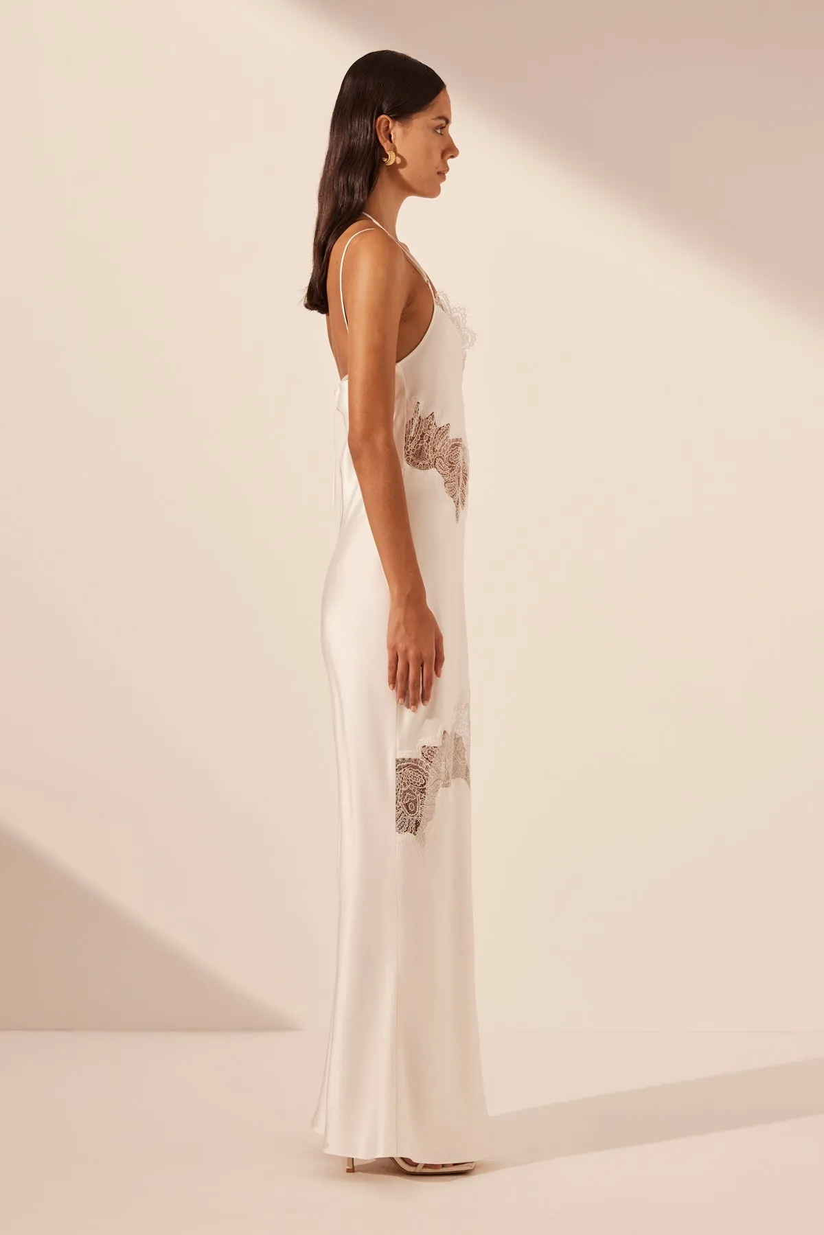 STRATUS LACE PANELLED MAXI DRESS - IVORY