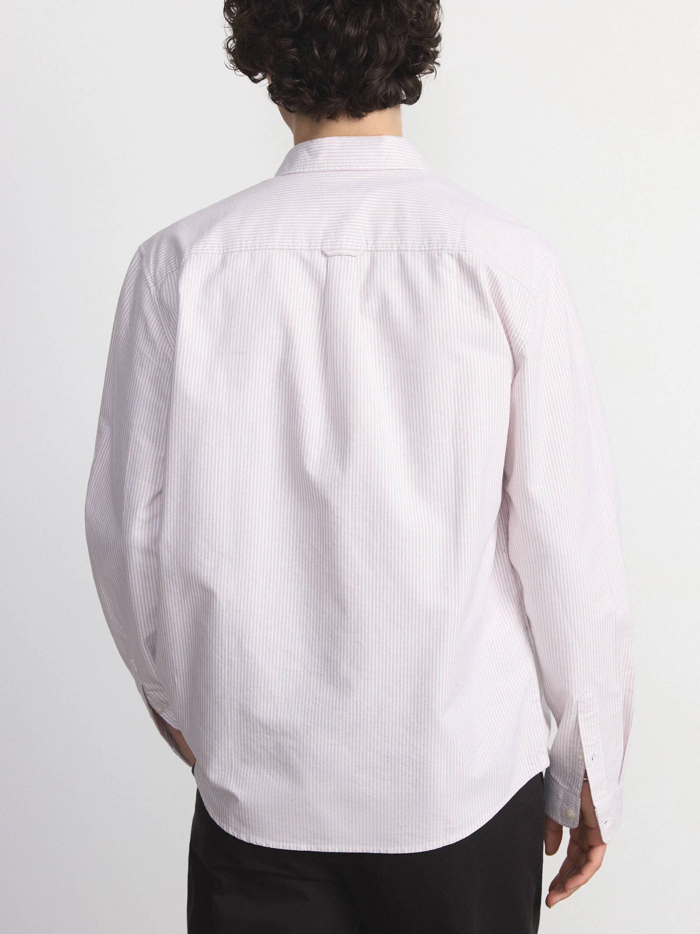 The Striped Jasper Oxford Shirt in Light Pink