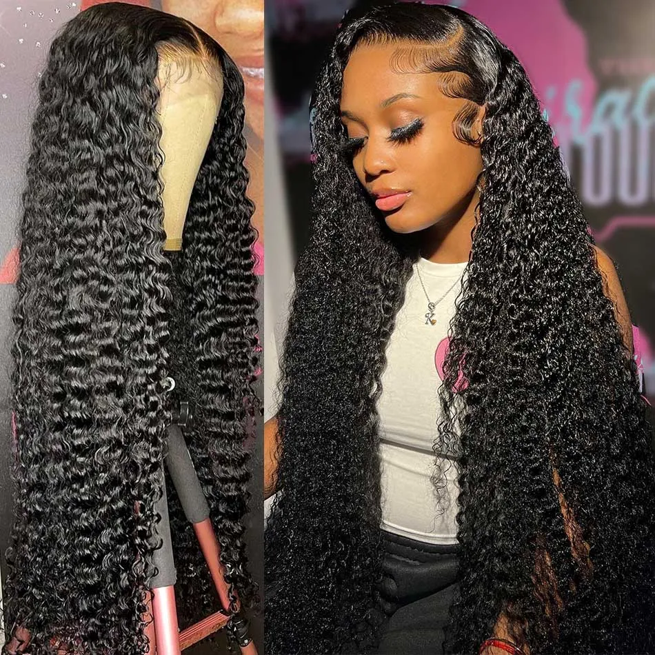 Tuneful 13x6 Transparent Lace Front Human Hair Wigs Malaysian Jerry Curly Wigs