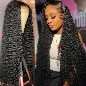 Tuneful 13x6 Transparent Lace Front Human Hair Wigs Malaysian Jerry Curly Wigs