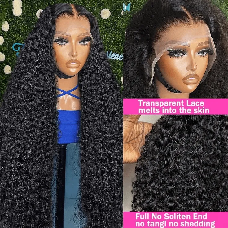 Tuneful 13x6 Transparent Lace Front Human Hair Wigs Malaysian Jerry Curly Wigs