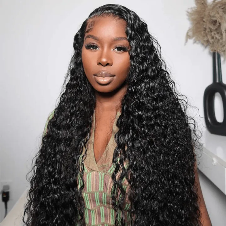 Tuneful Transparent 13x6 Lace Front Human Hair Wigs Brazilian Water Wave 6x5 Wear Go Wig