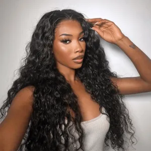 Tuneful Transparent 13x6 Lace Front Human Hair Wigs Brazilian Water Wave 6x5 Wear Go Wig