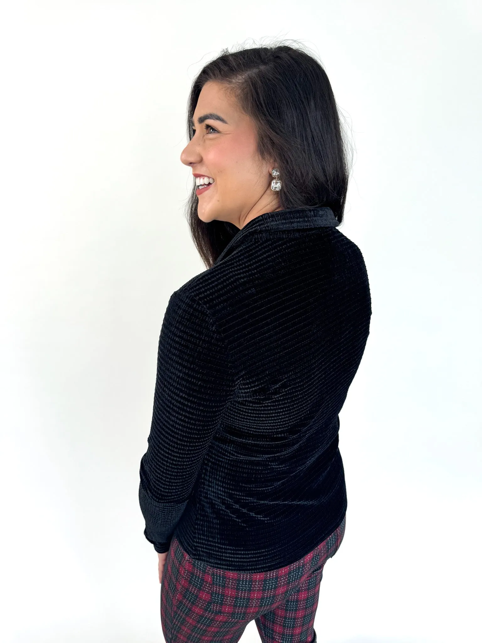 Vienna Textured Velvet Button Up