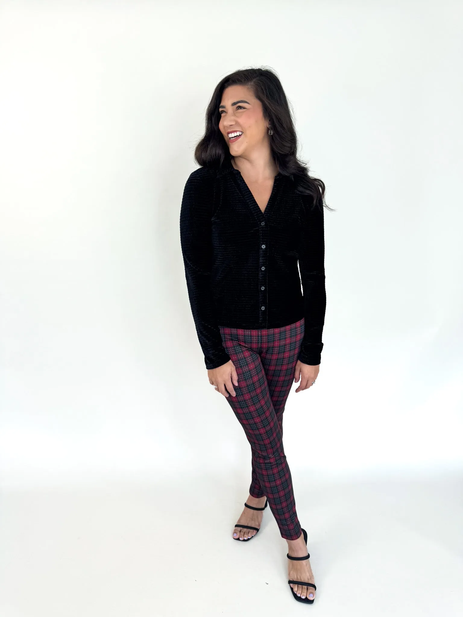 Vienna Textured Velvet Button Up