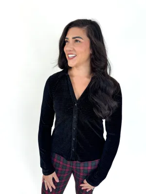 Vienna Textured Velvet Button Up