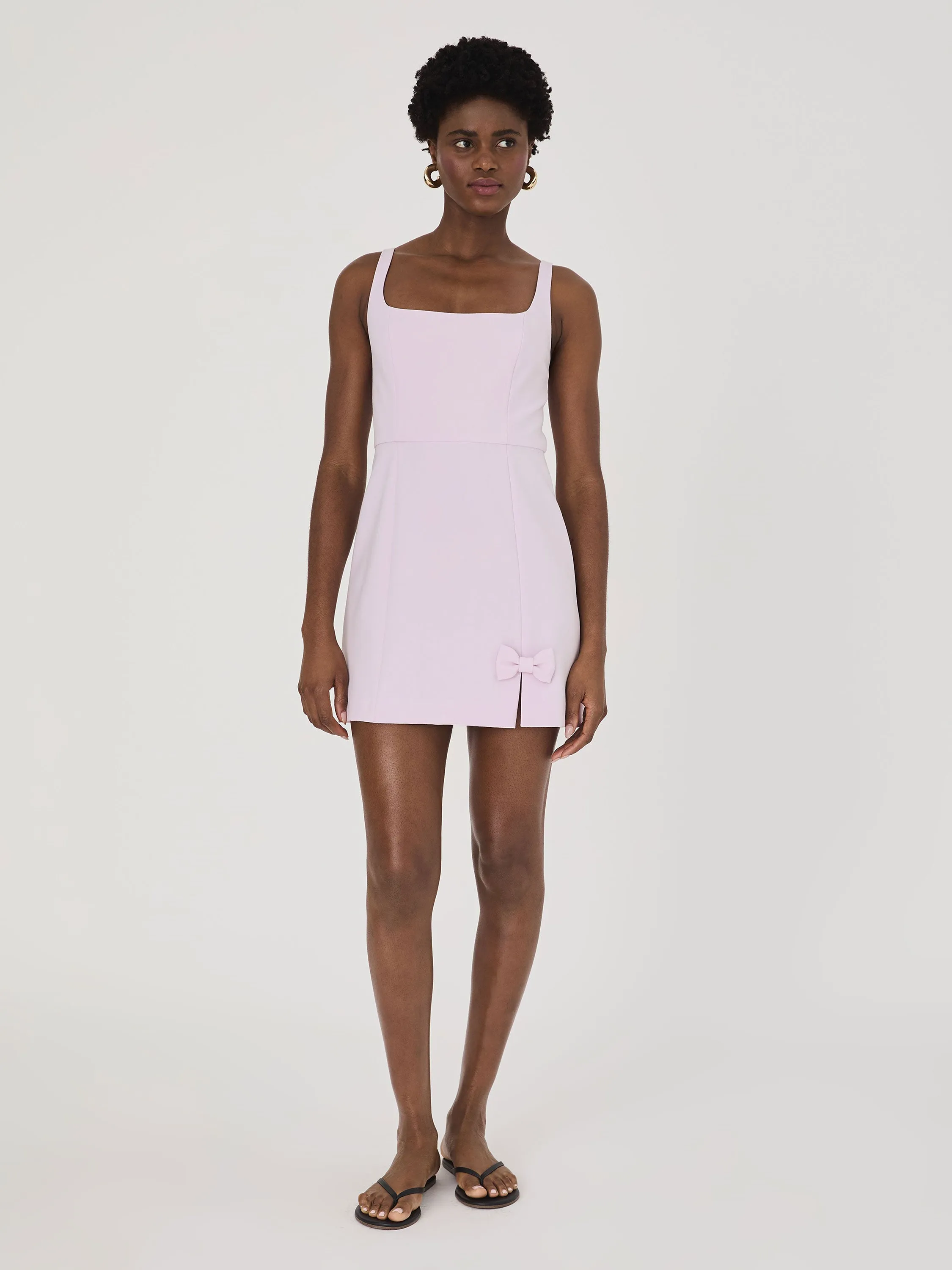 Whisper Bow Slit Strappy Mini Dress