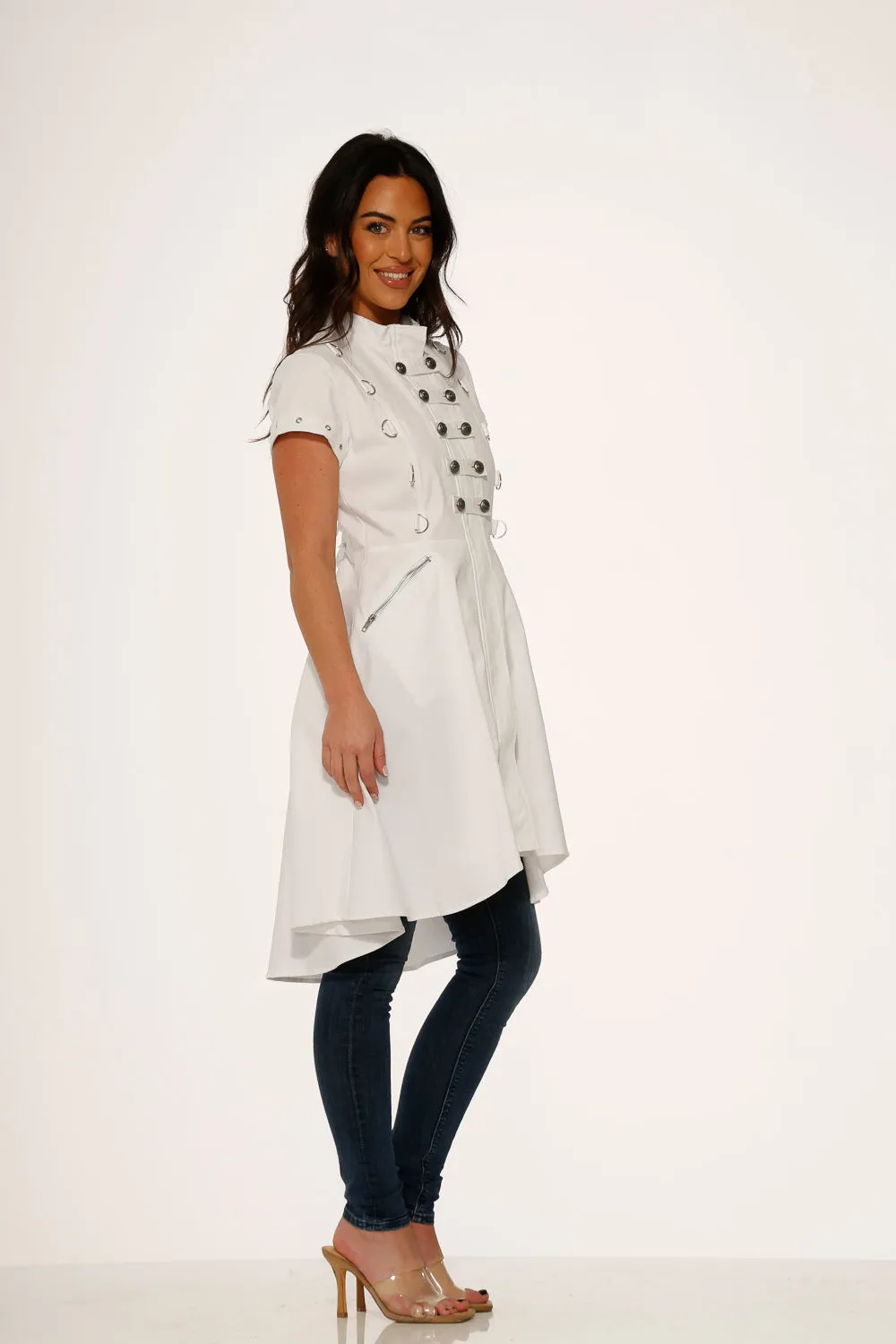 White Battalion Hi-Lo Dress