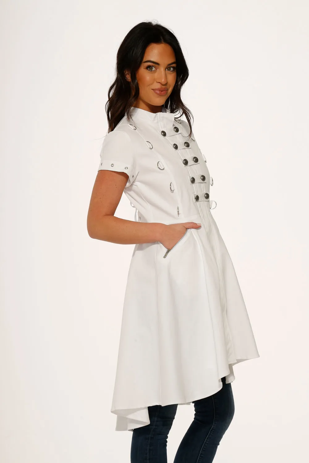 White Battalion Hi-Lo Dress