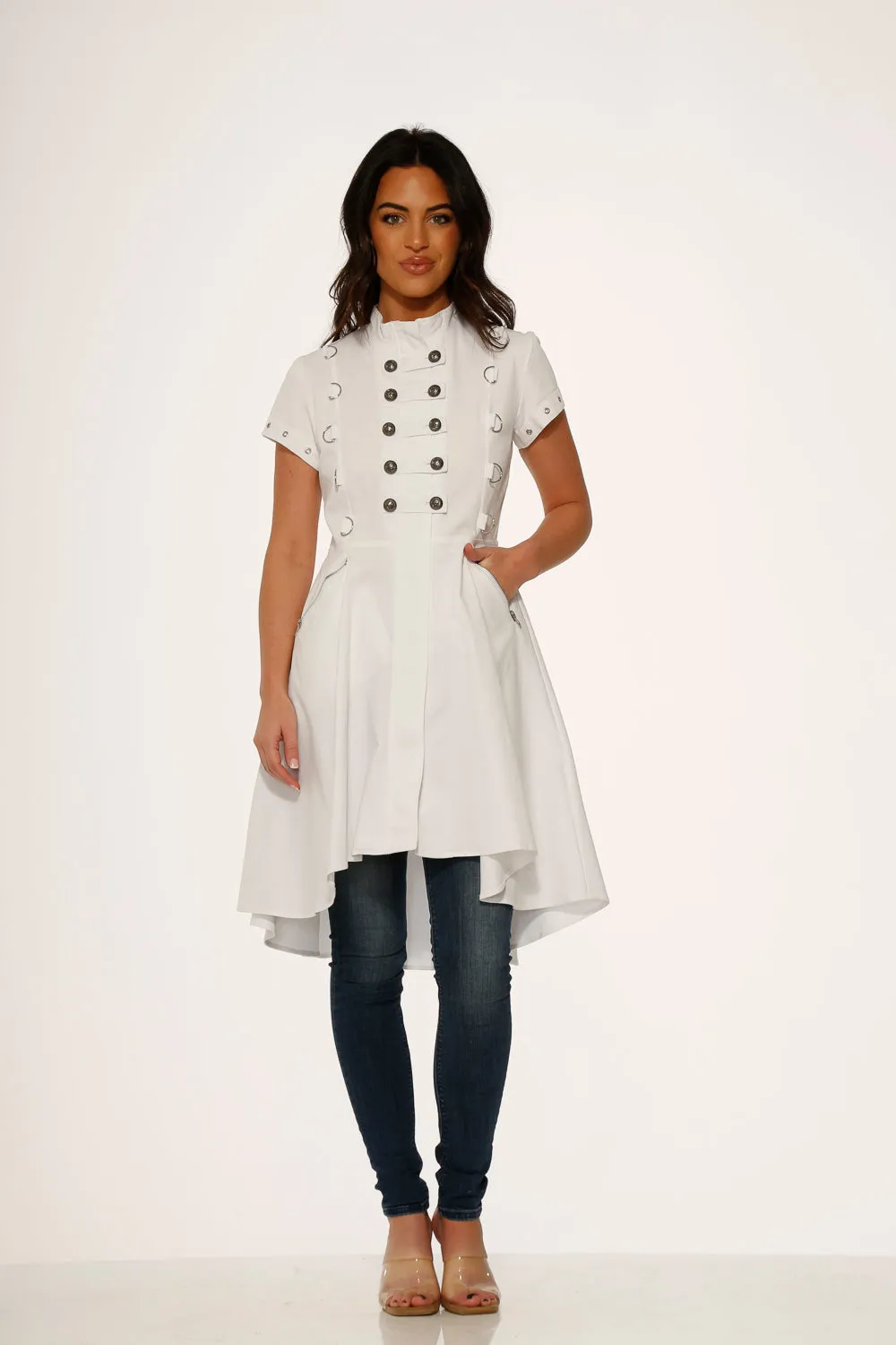 White Battalion Hi-Lo Dress