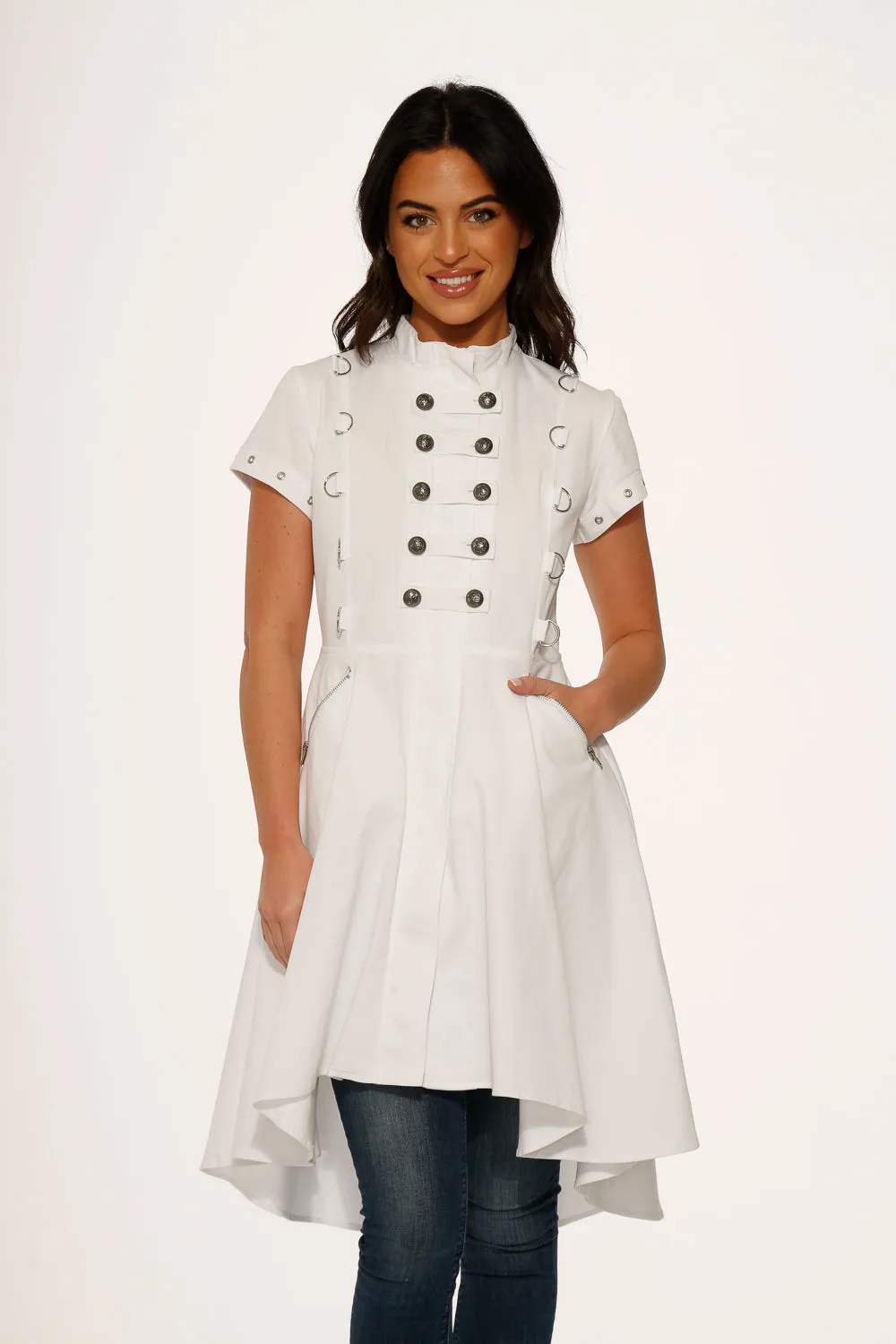 White Battalion Hi-Lo Dress