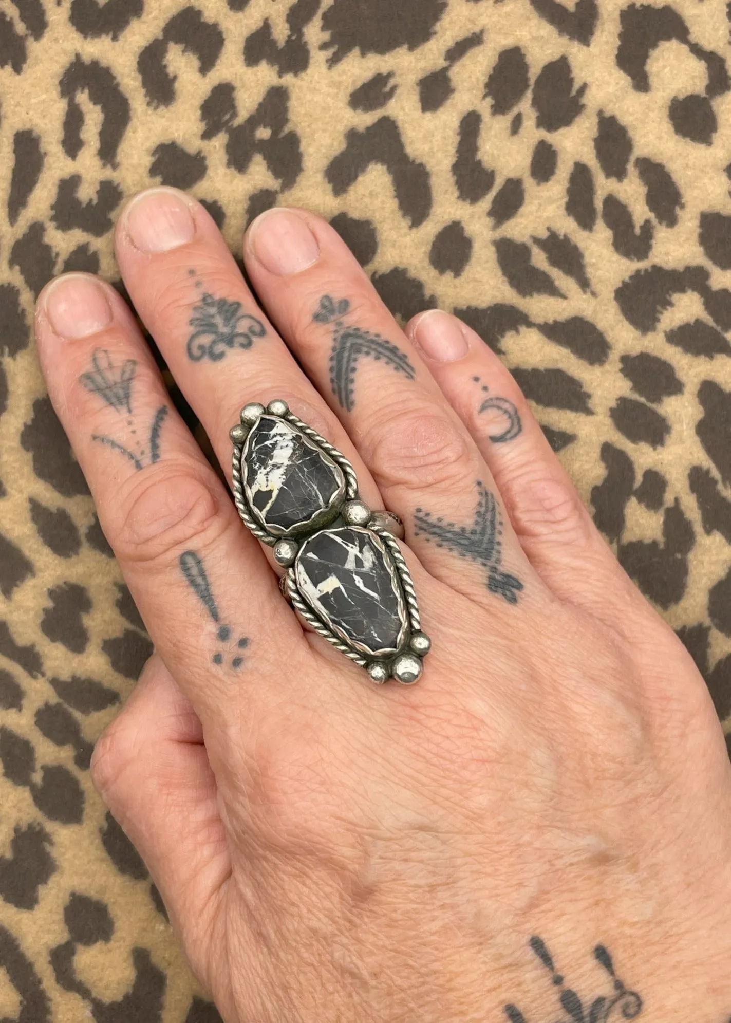 White Buffalo Turquoise Ring
