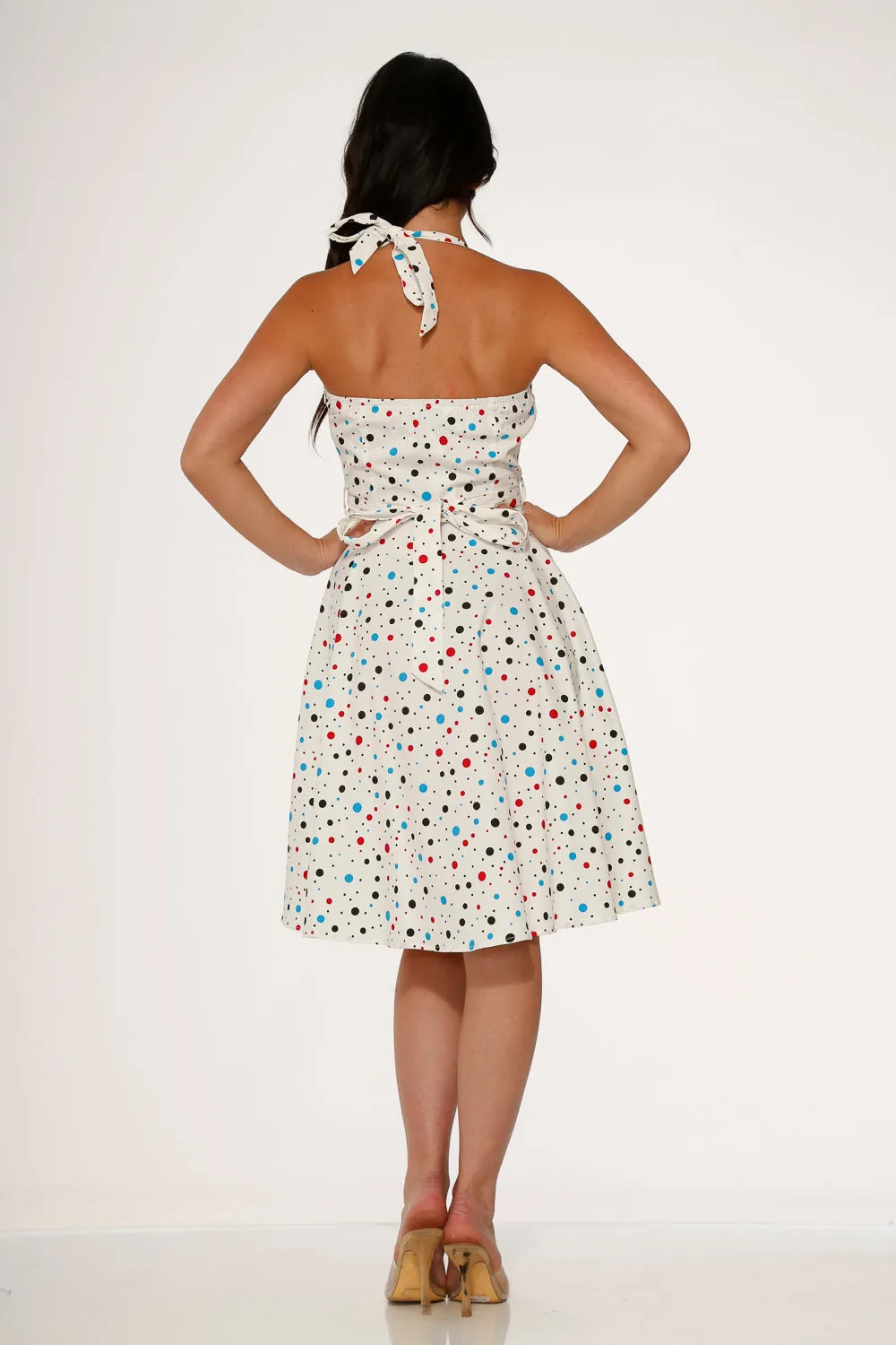 White Candy Halter Swing Dress