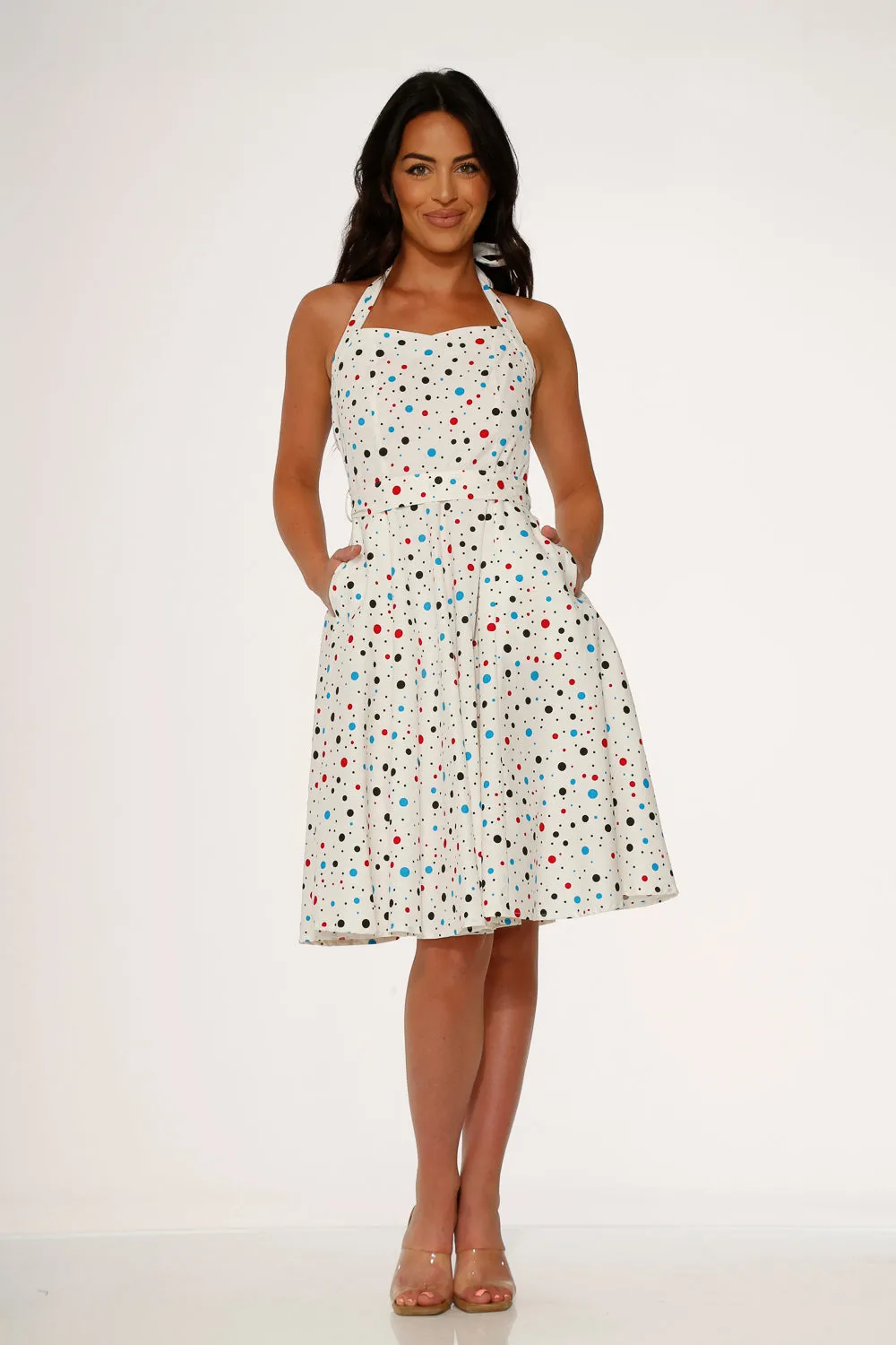 White Candy Halter Swing Dress