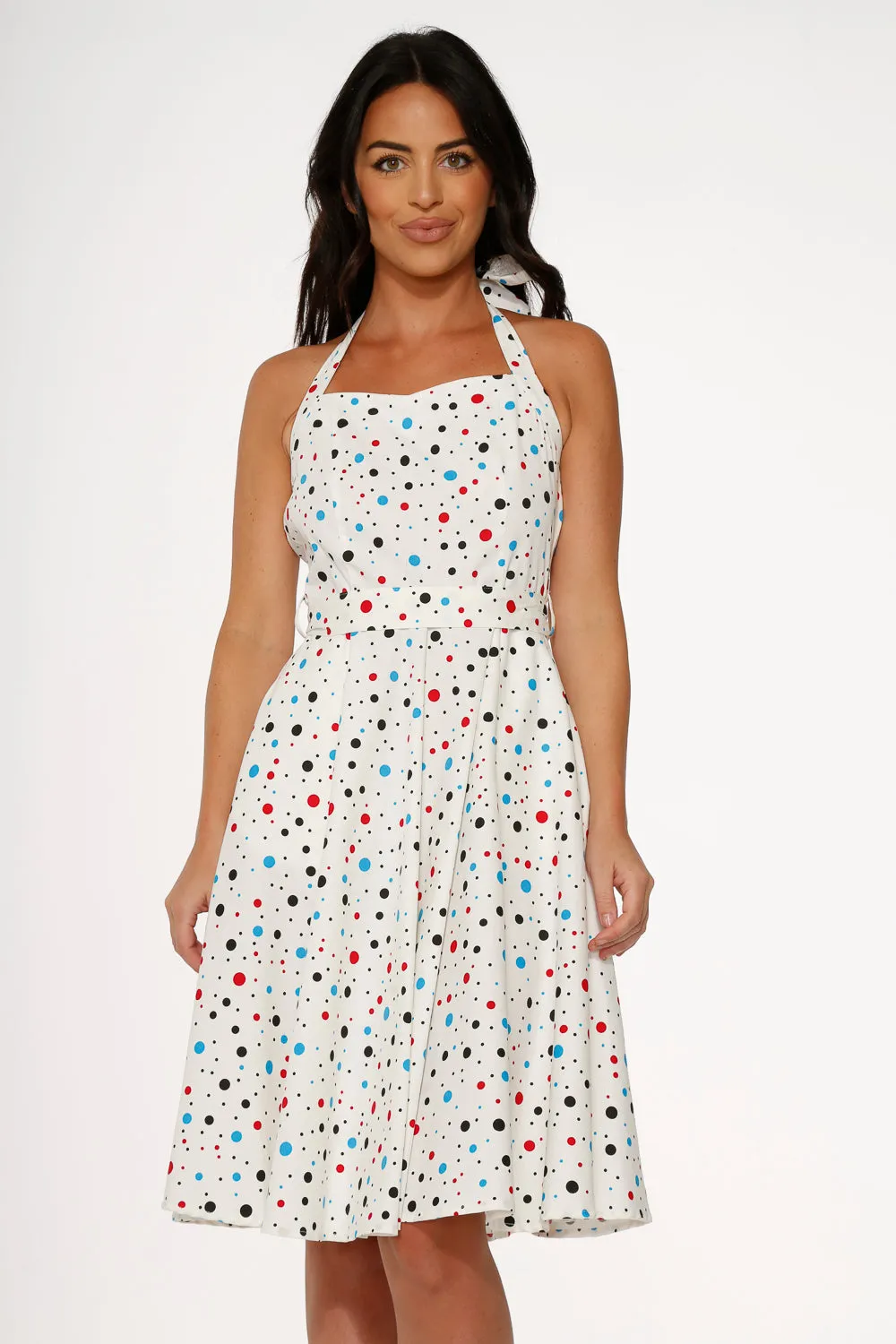 White Candy Halter Swing Dress