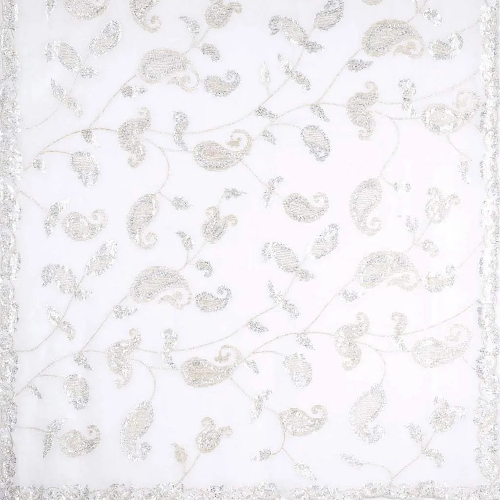 White Georgette Saree With Embroidery
