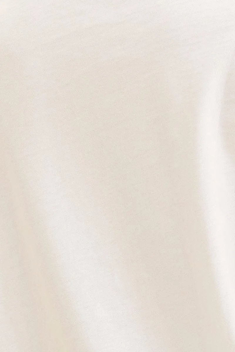 White Relaxed T-Shirt Scoop Neck Drop Shoulder