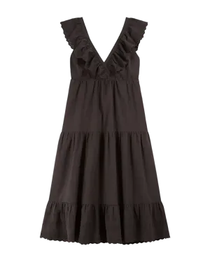 Women Dress Embroidered Bitume - قصيرة