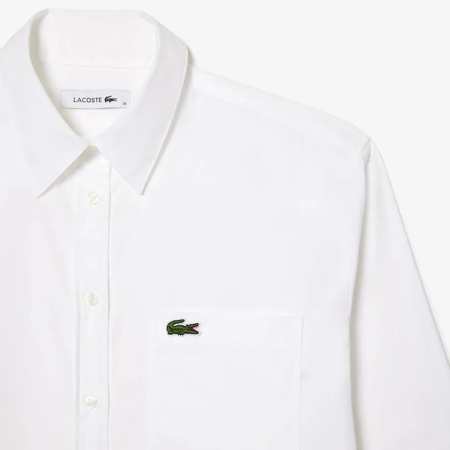Women's Oversized Shirt with Breast Pocket White