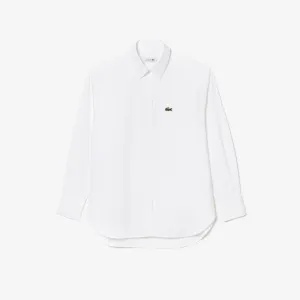Women's Oversized Shirt with Breast Pocket White